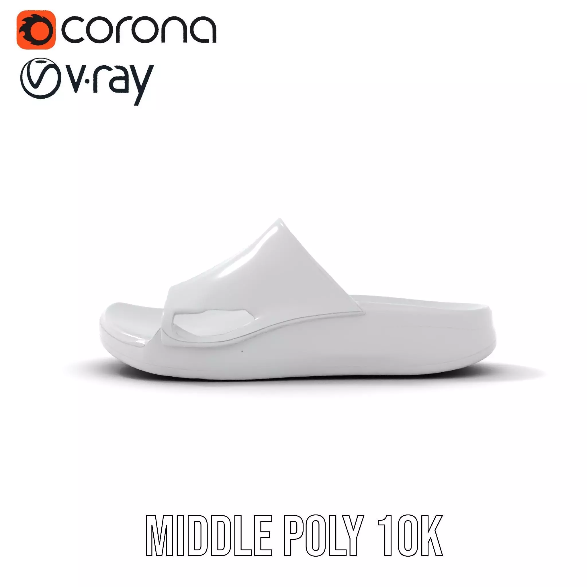 White Casual Slide Sandal model pack Low-poly 3D model_21