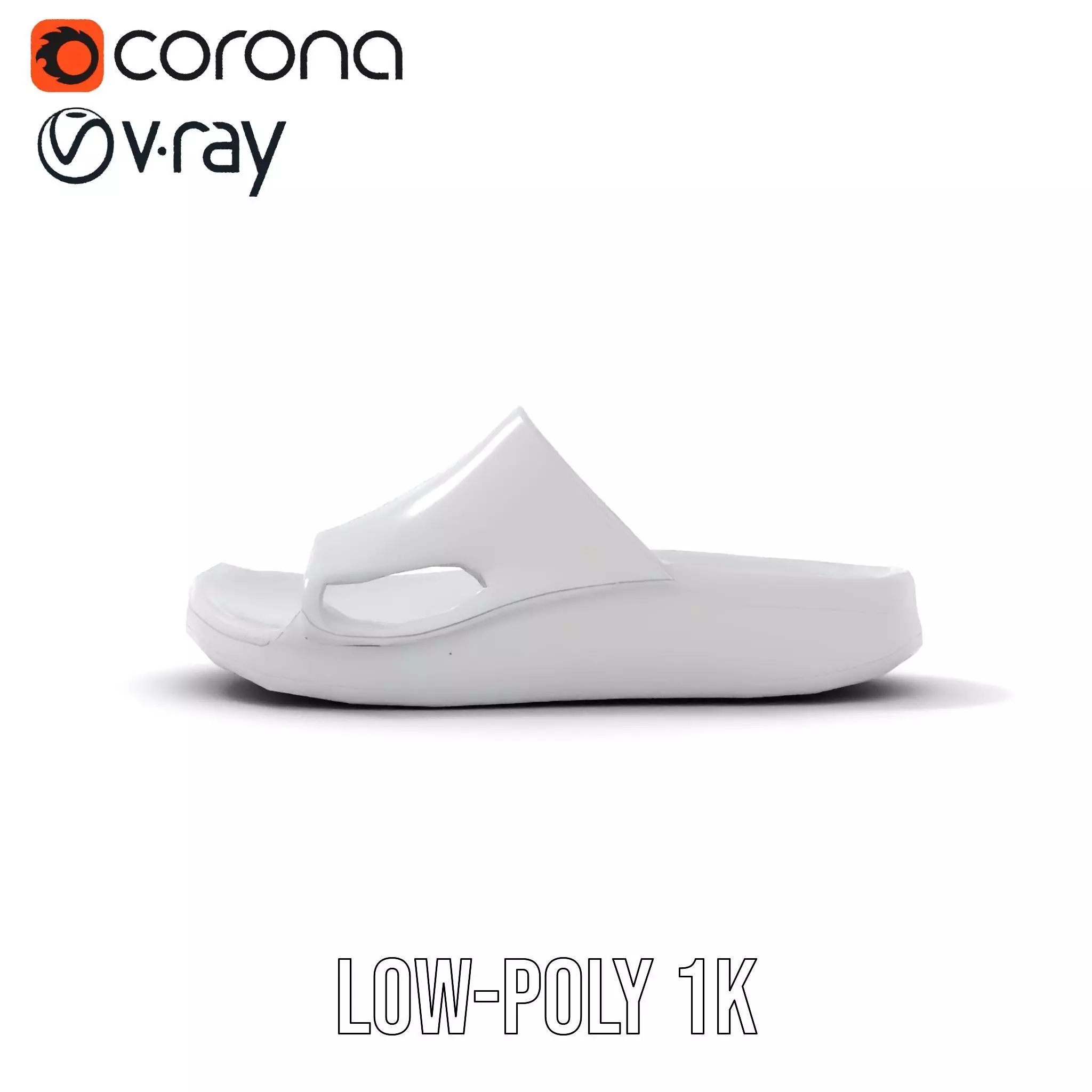 White Casual Slide Sandal model pack Low-poly 3D model_7