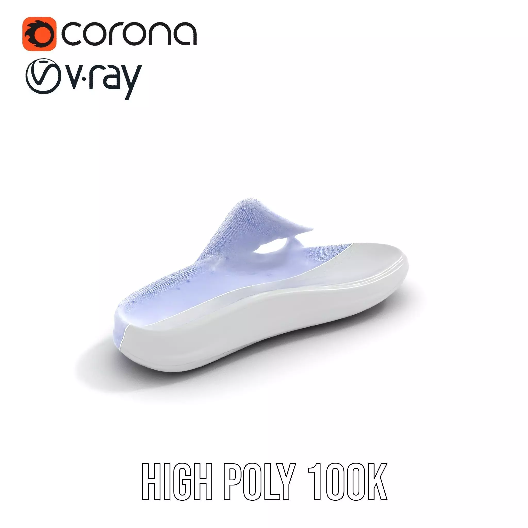 White Casual Slide Sandal model pack Low-poly 3D model_26