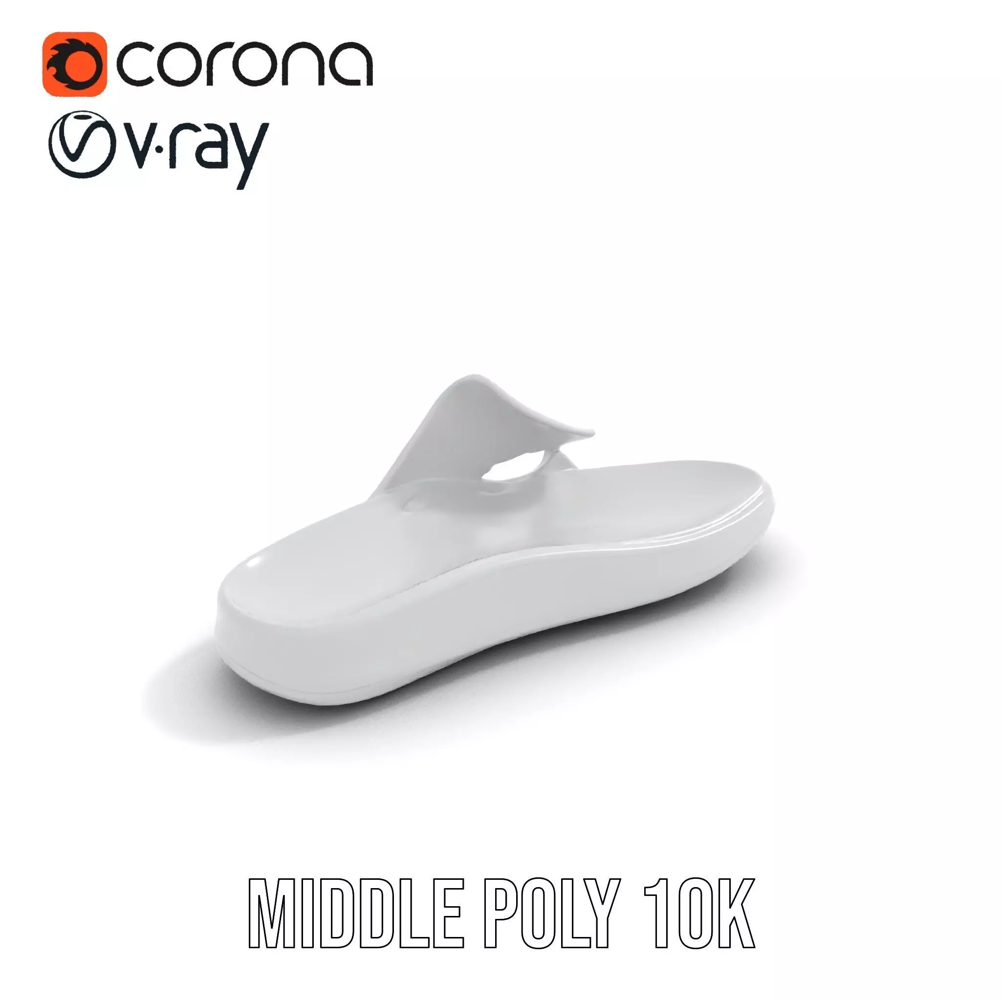 White Casual Slide Sandal model pack Low-poly 3D model_18