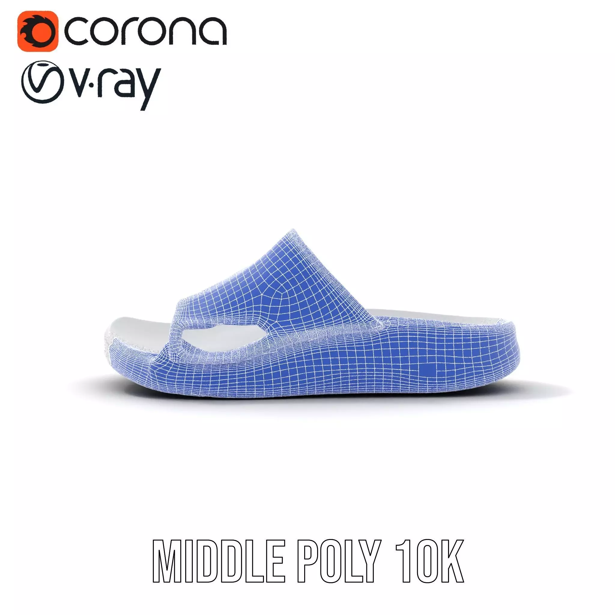 White Casual Slide Sandal model pack Low-poly 3D model_30