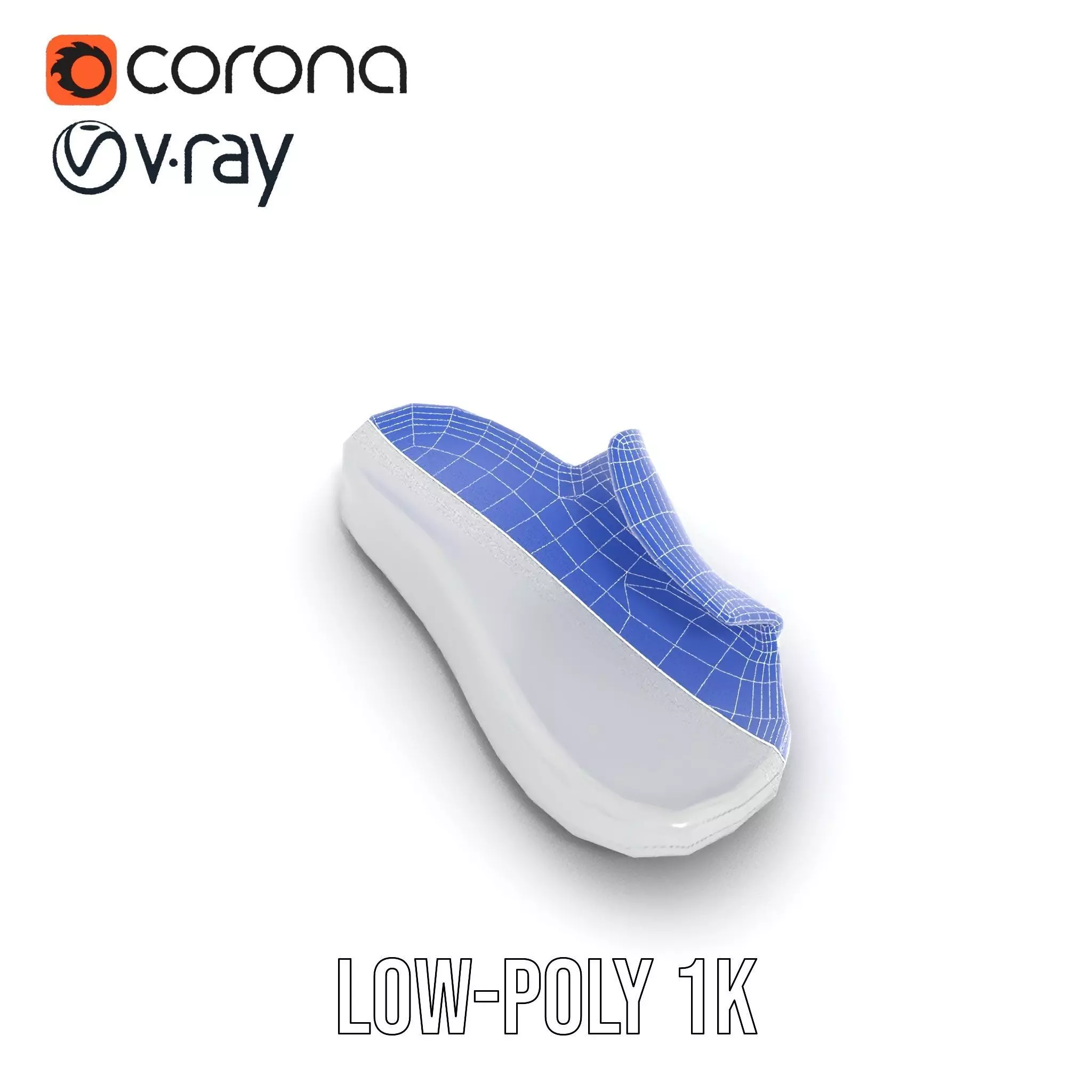 White Casual Slide Sandal model pack Low-poly 3D model_19