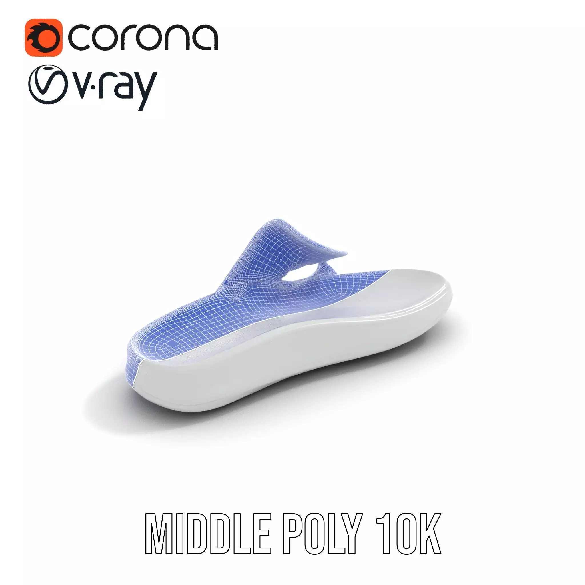 White Casual Slide Sandal model pack Low-poly 3D model_6