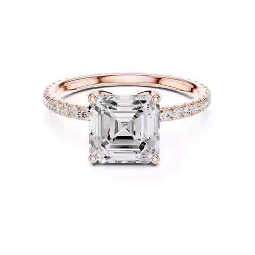 Asscher Cut Diamond Engagement Wedding Ring 3DM STL Video 3D print model