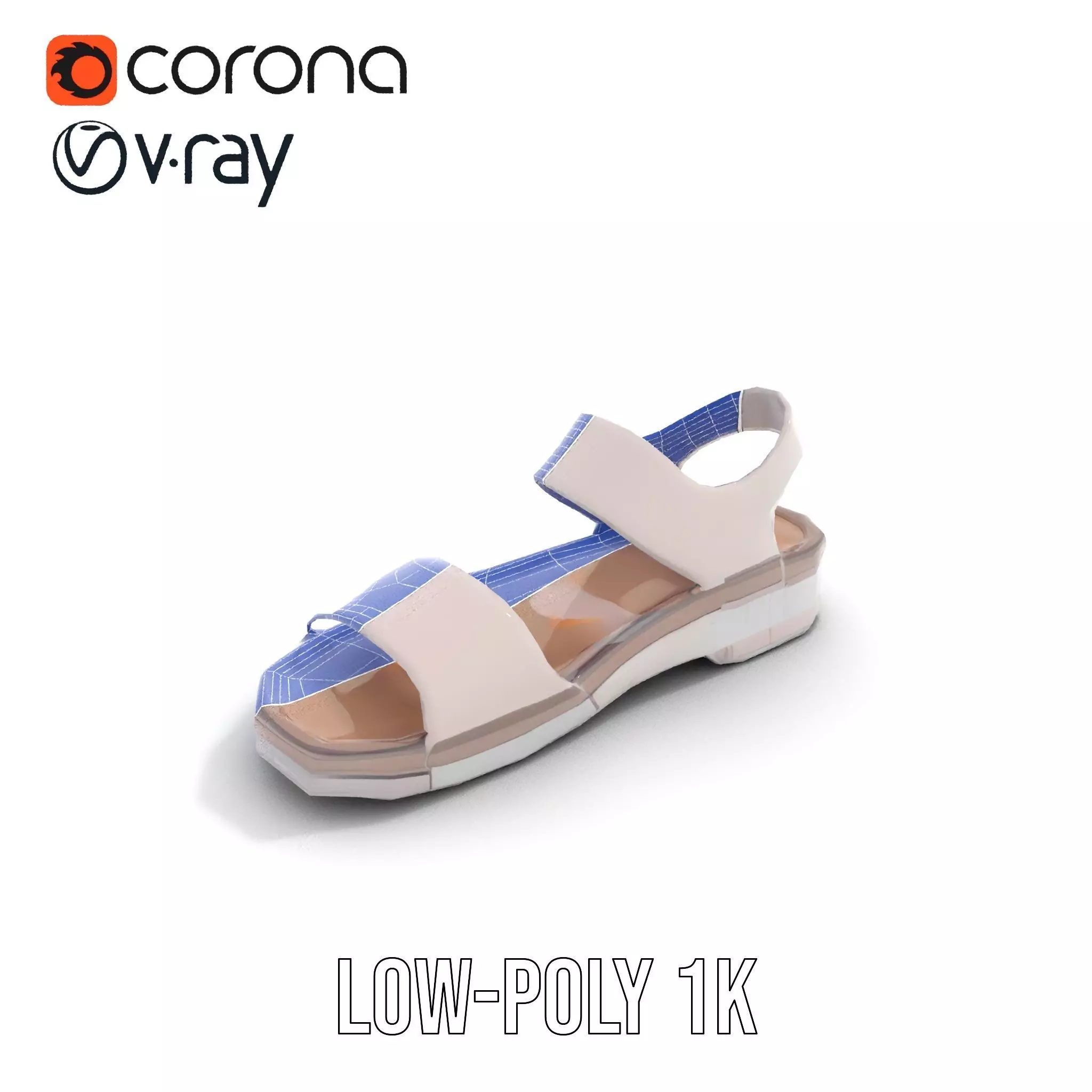 Transparent Sandal model pack Low-poly 3D model_9