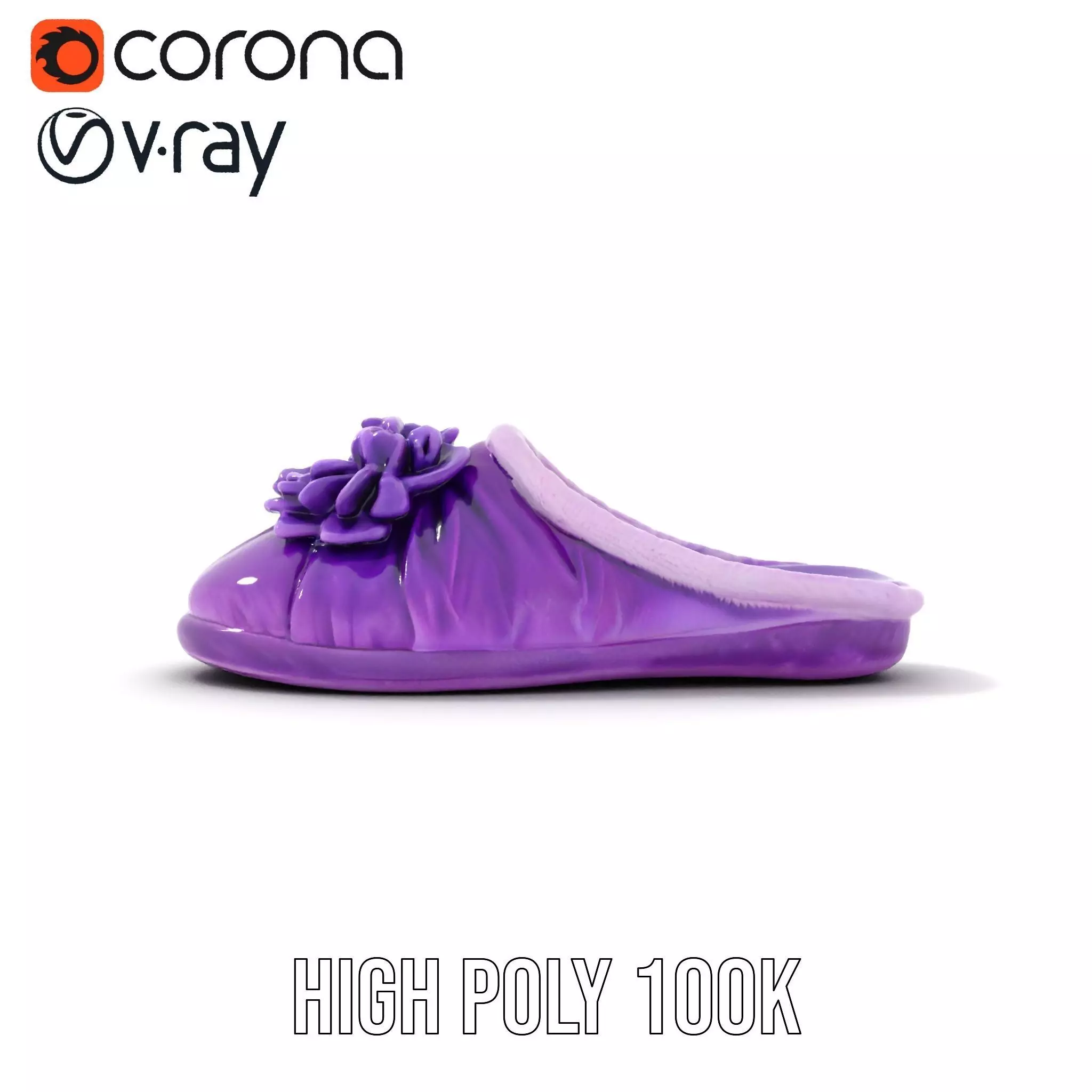 Purple Velvet Slipper model pack Low-poly 3D model_31