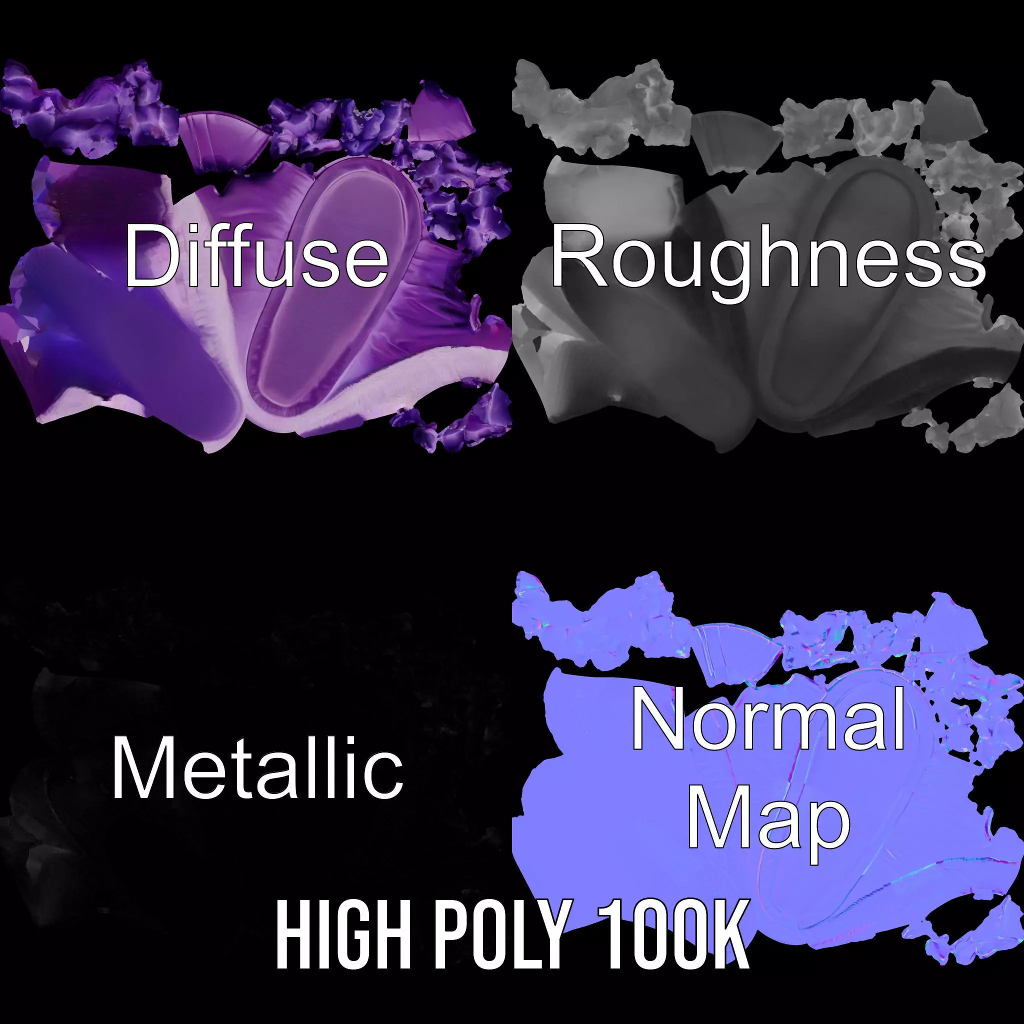 Purple Velvet Slipper model pack Low-poly 3D model_3