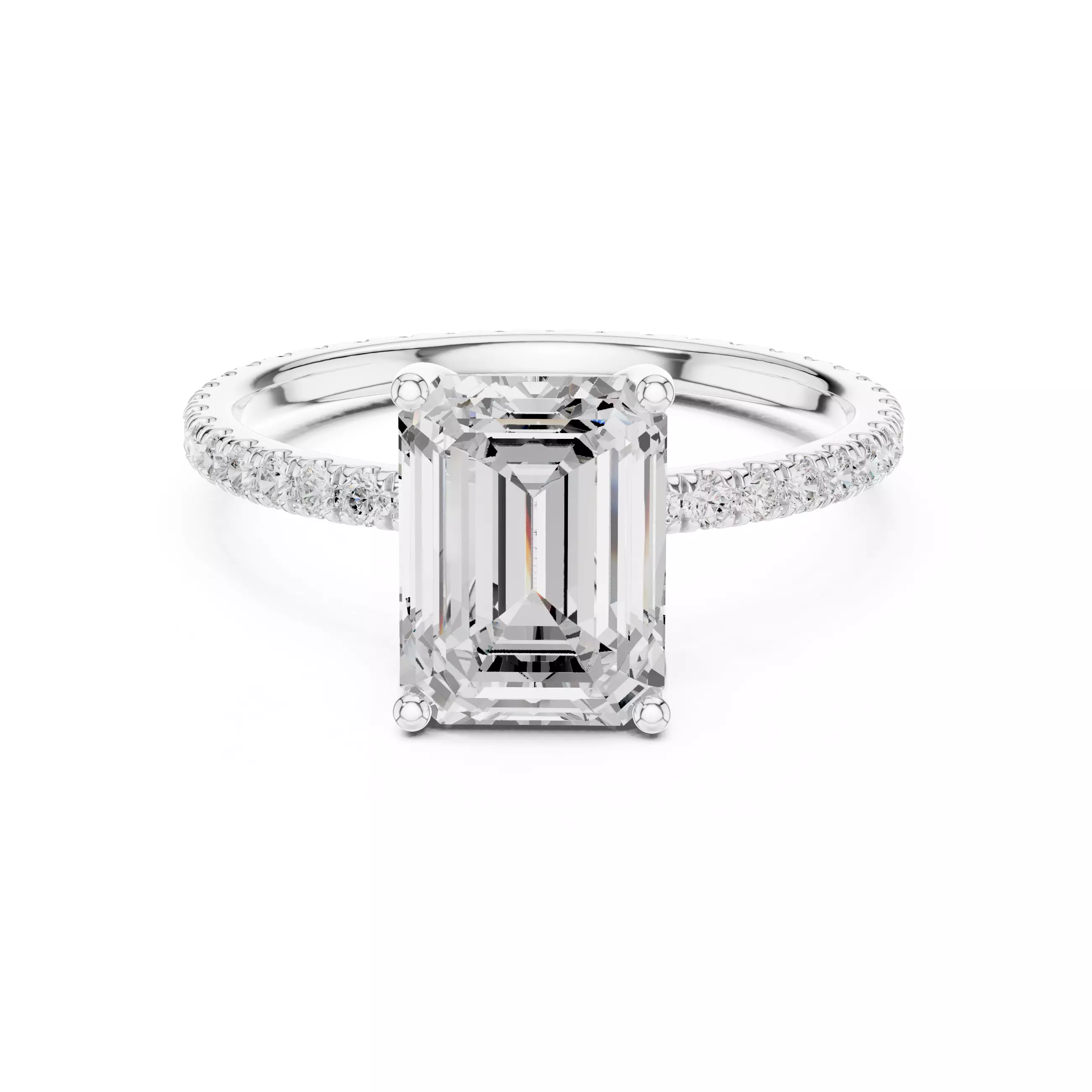 Emerald Cut Diamond Engagement Wedding Ring 3DM STL Video 3D print model_2