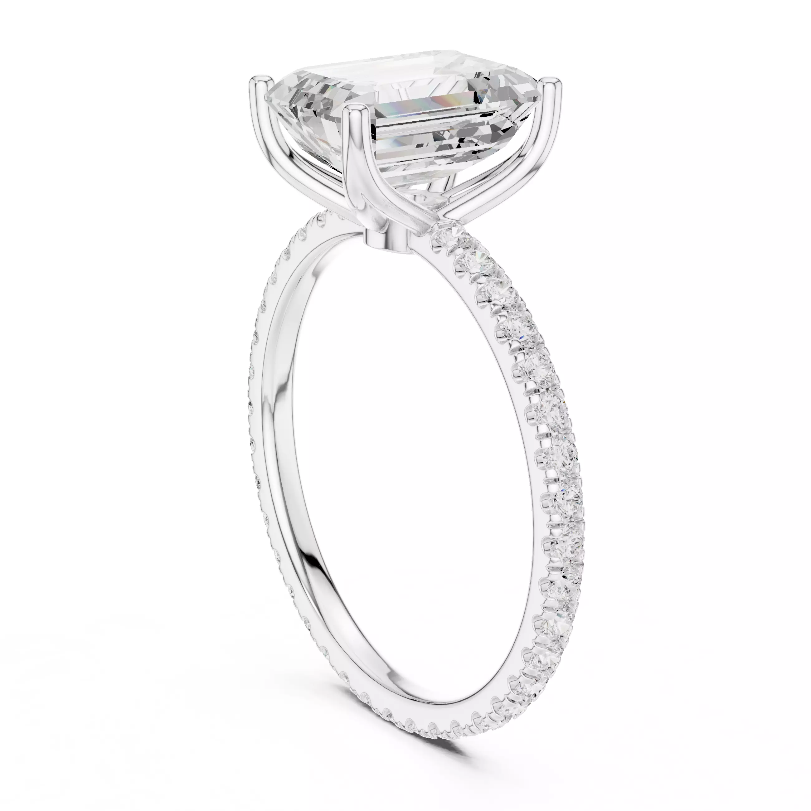 Emerald Cut Diamond Engagement Wedding Ring 3DM STL Video 3D print model_9