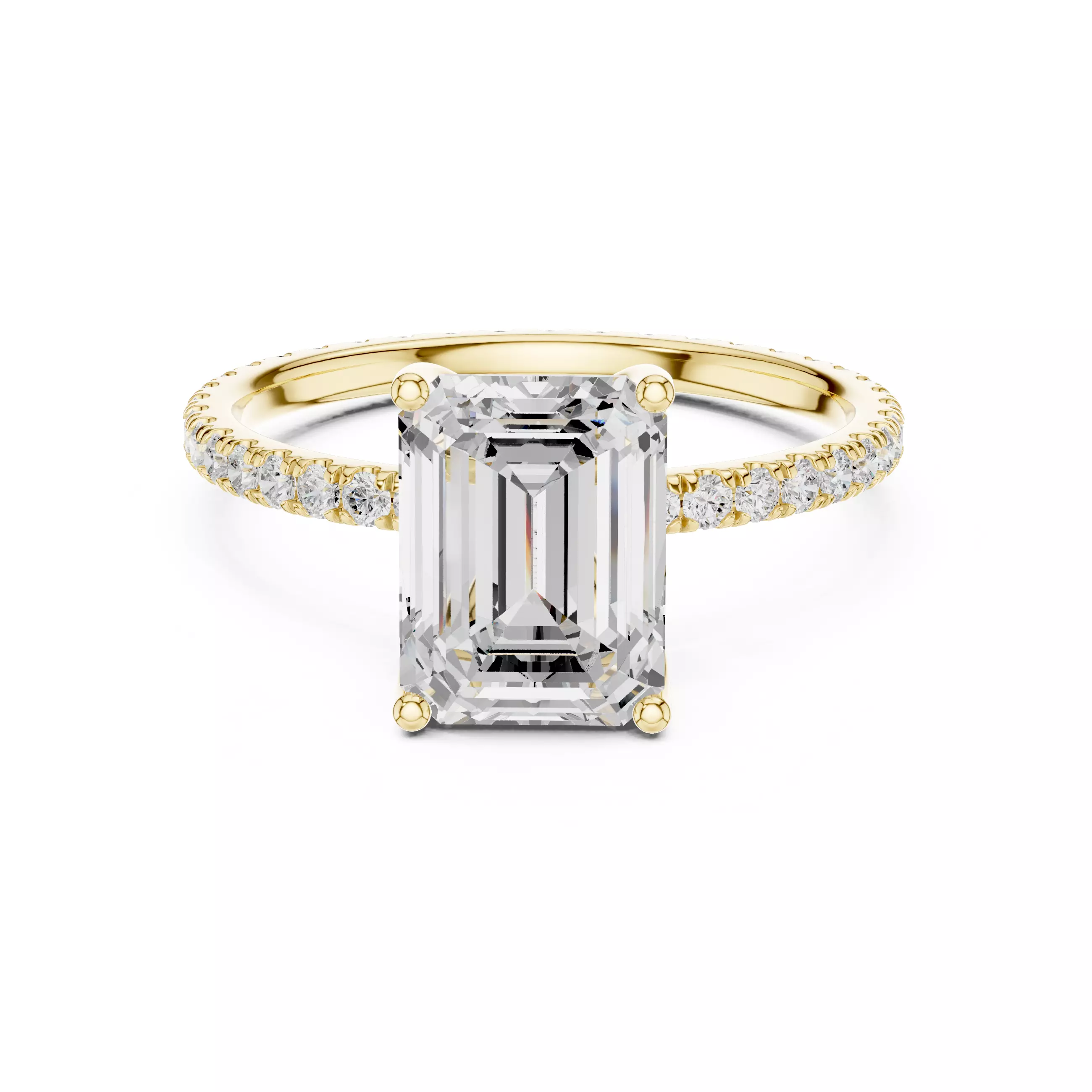 Emerald Cut Diamond Engagement Wedding Ring 3DM STL Video 3D print model_1