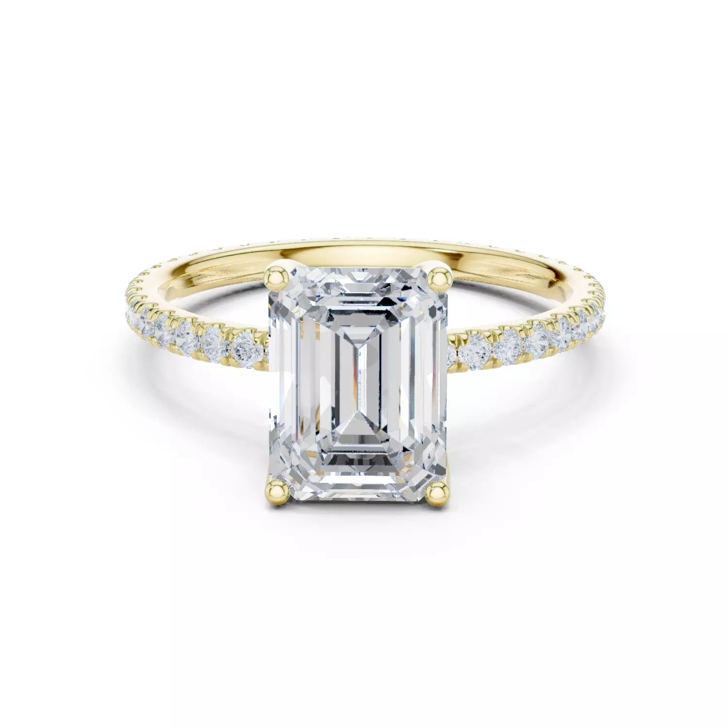 Emerald Cut Diamond Engagement Wedding Ring 3DM STL Video 3D print model_13