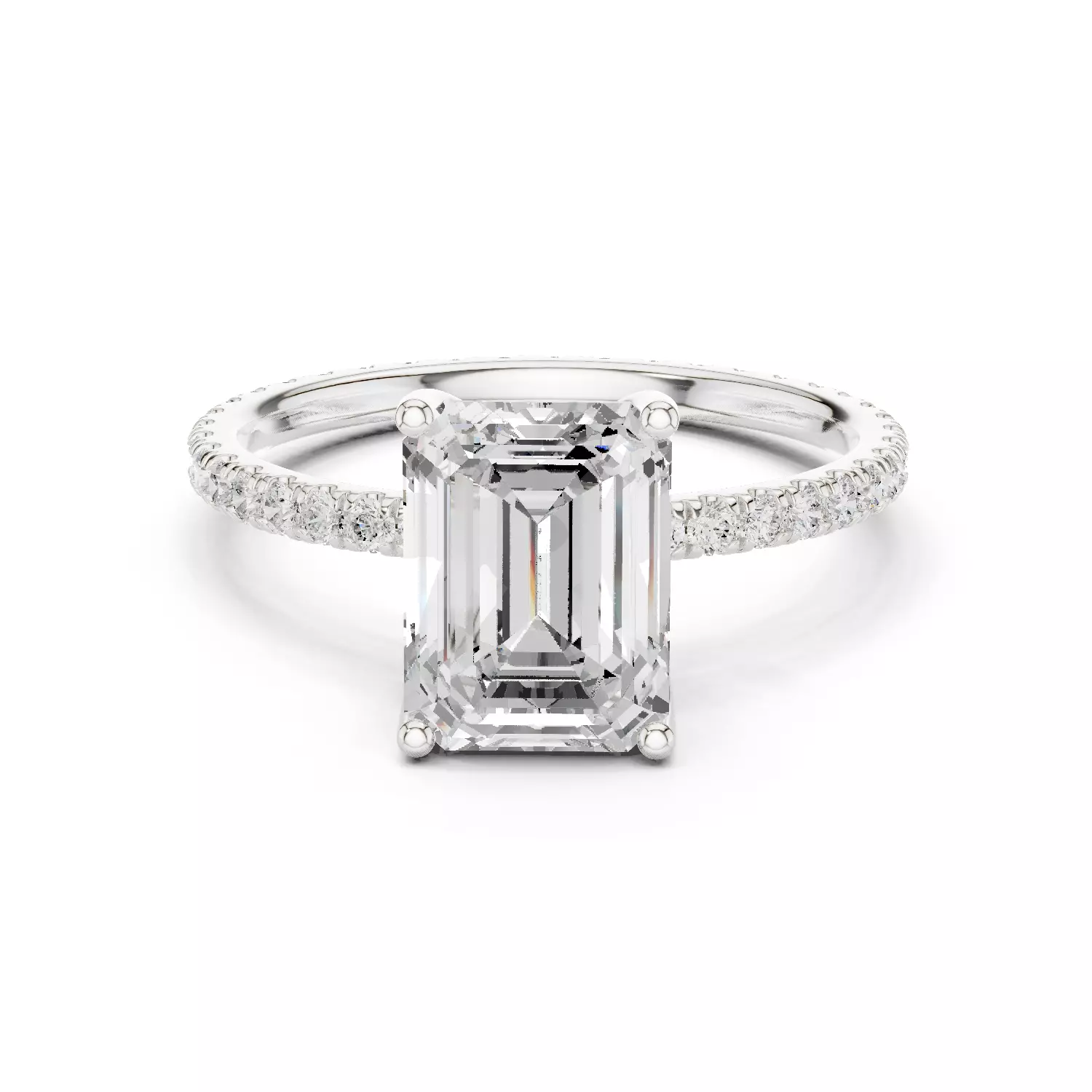 Emerald Cut Diamond Engagement Wedding Ring 3DM STL Video 3D print model_14