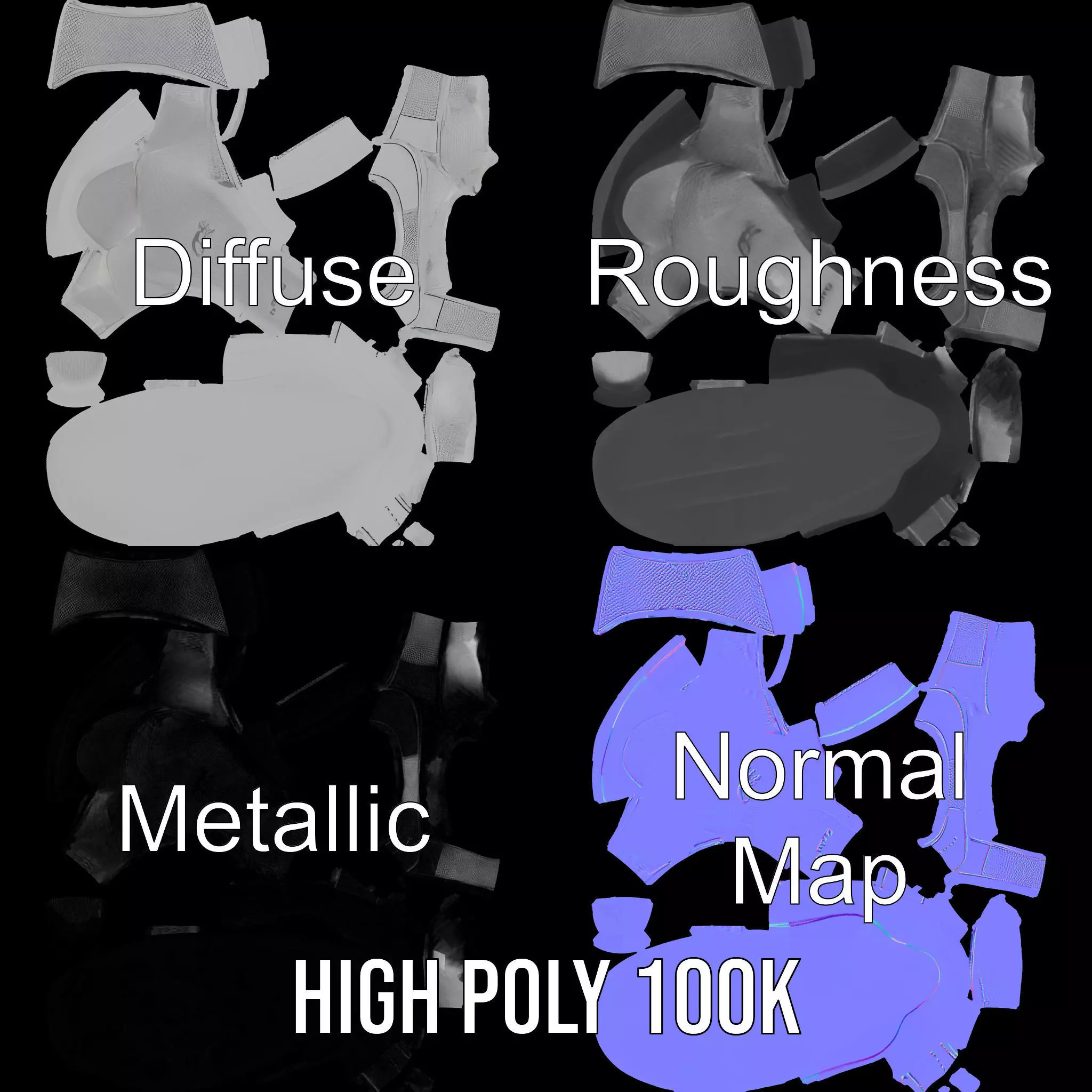 Silver Strappy Sandal model pack Low-poly 3D model_3