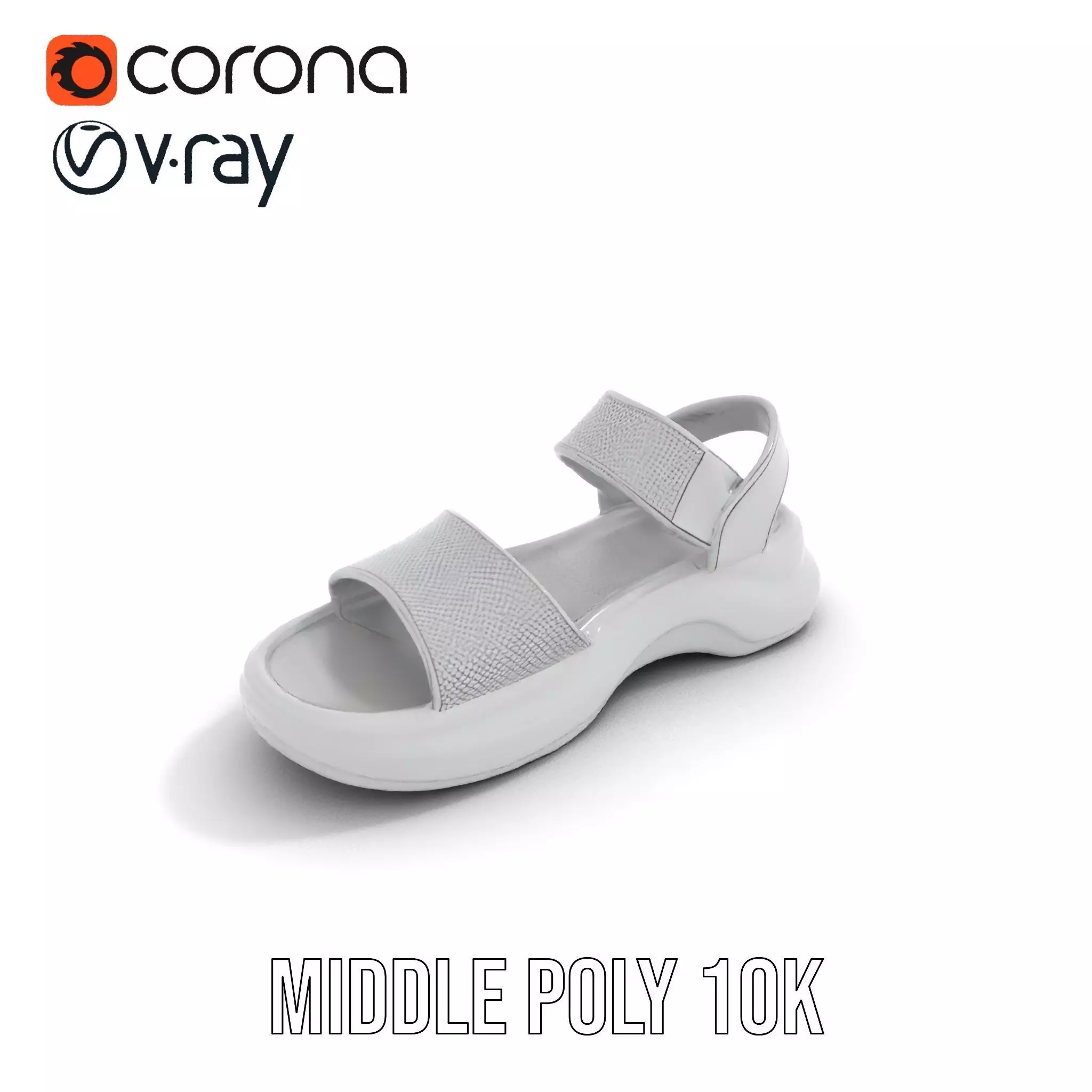 Silver Strappy Sandal model pack Low-poly 3D model_15