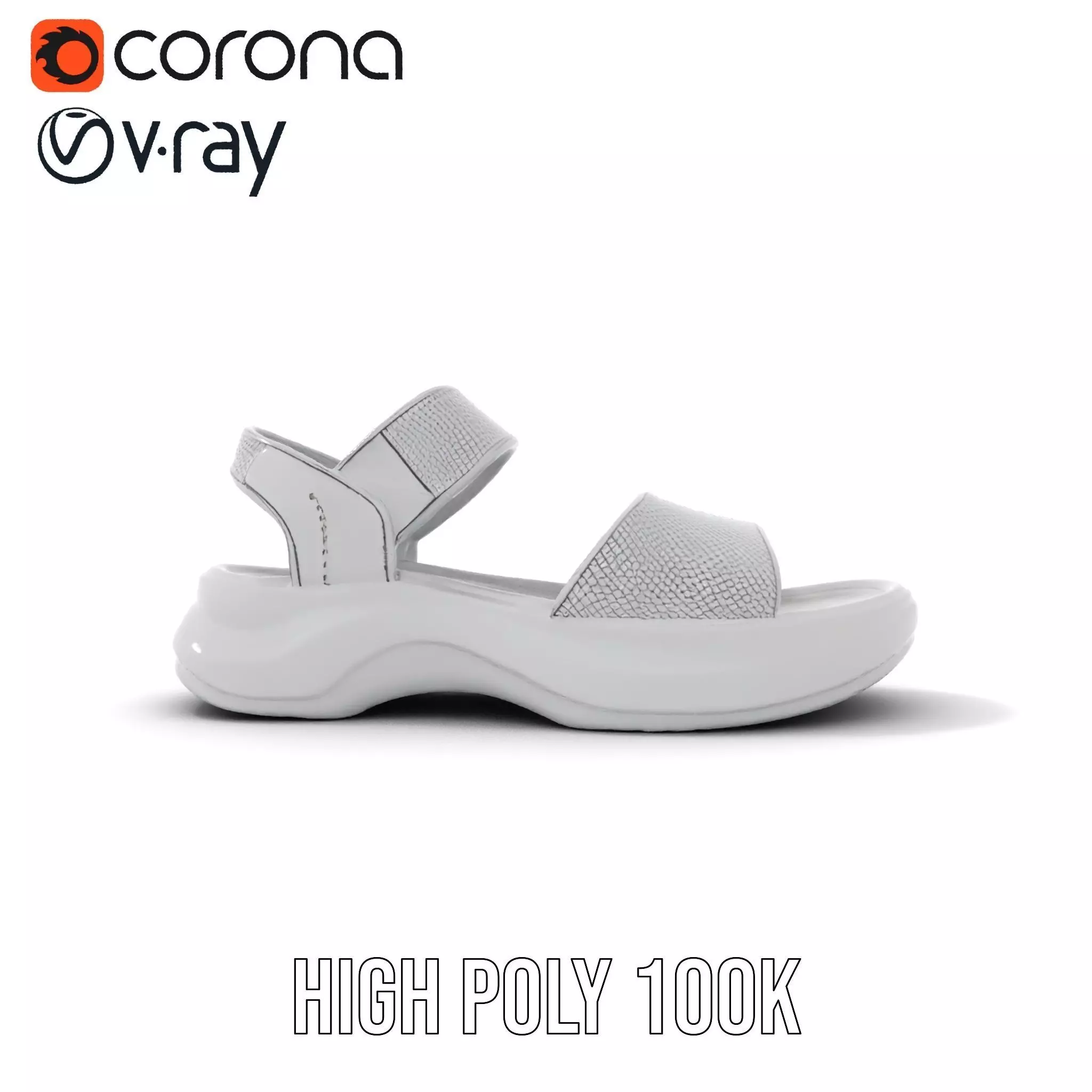 Silver Strappy Sandal model pack Low-poly 3D model_32