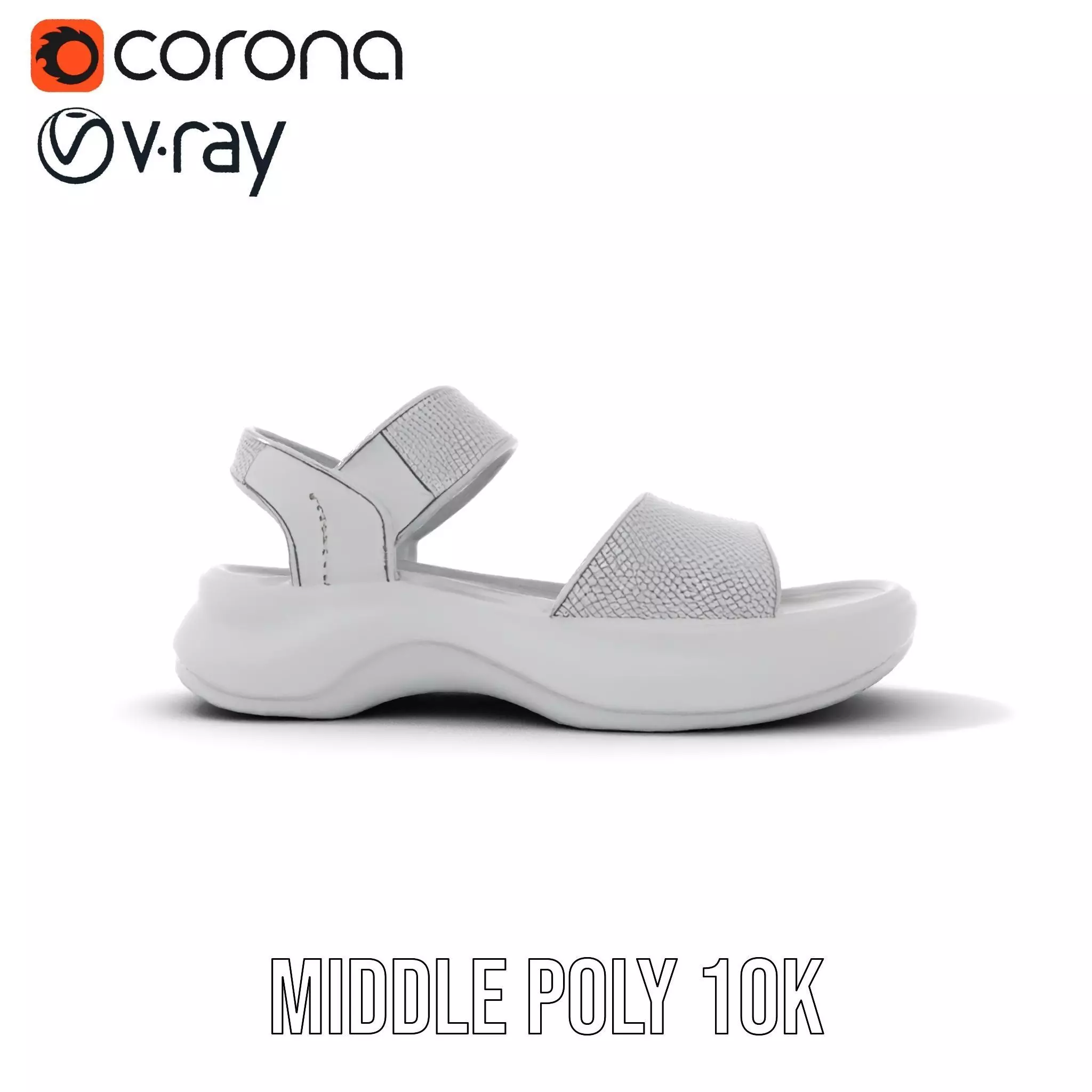 Silver Strappy Sandal model pack Low-poly 3D model_13