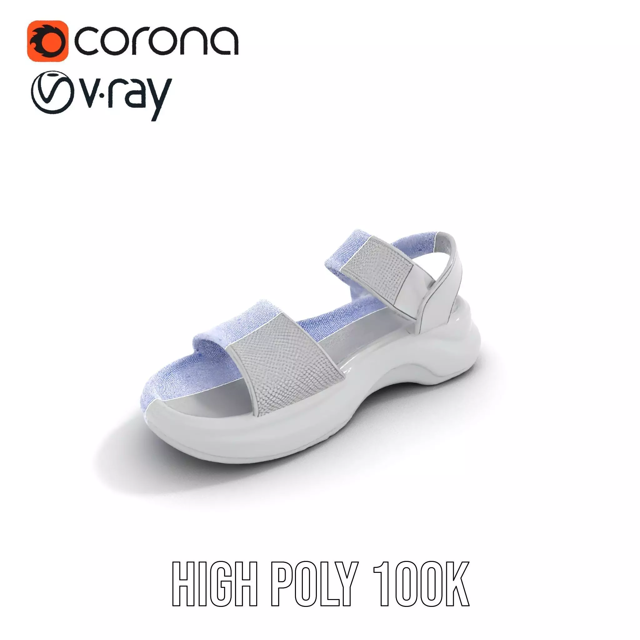 Silver Strappy Sandal model pack Low-poly 3D model_19