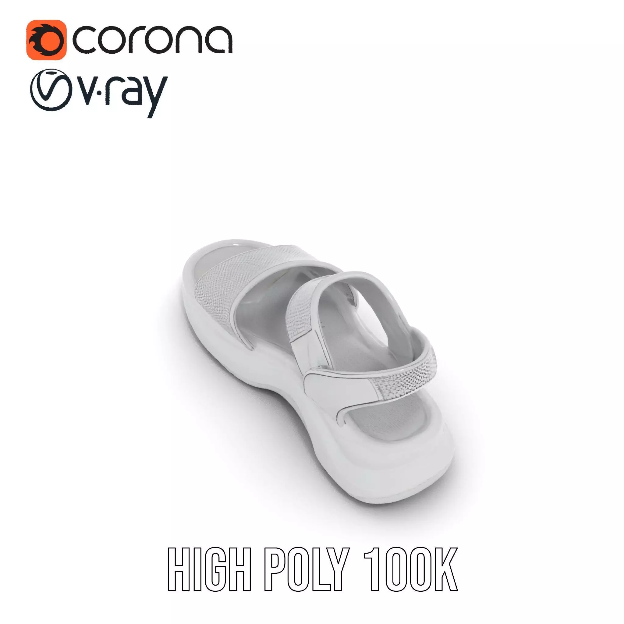 Silver Strappy Sandal model pack Low-poly 3D model_22