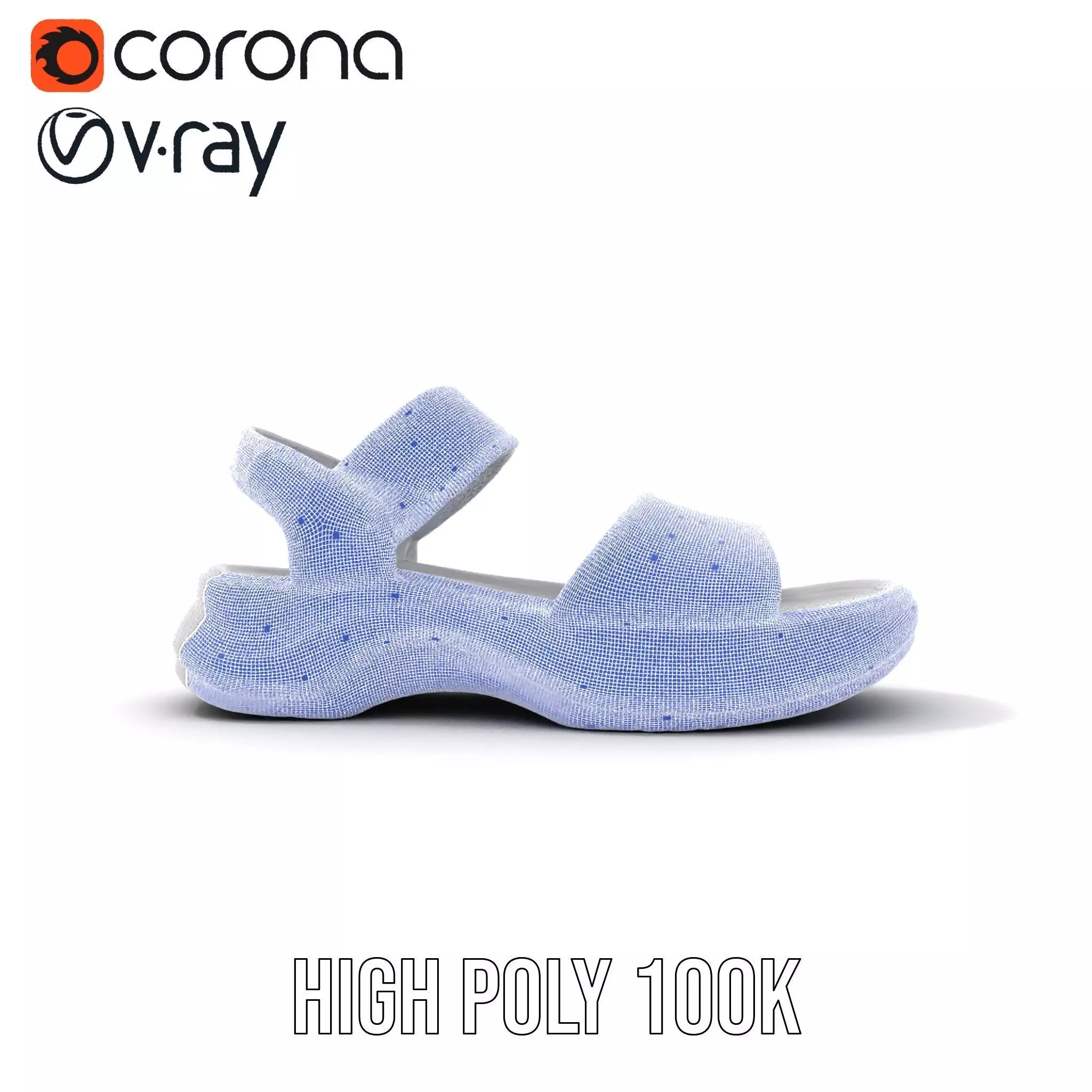 Silver Strappy Sandal model pack Low-poly 3D model_33