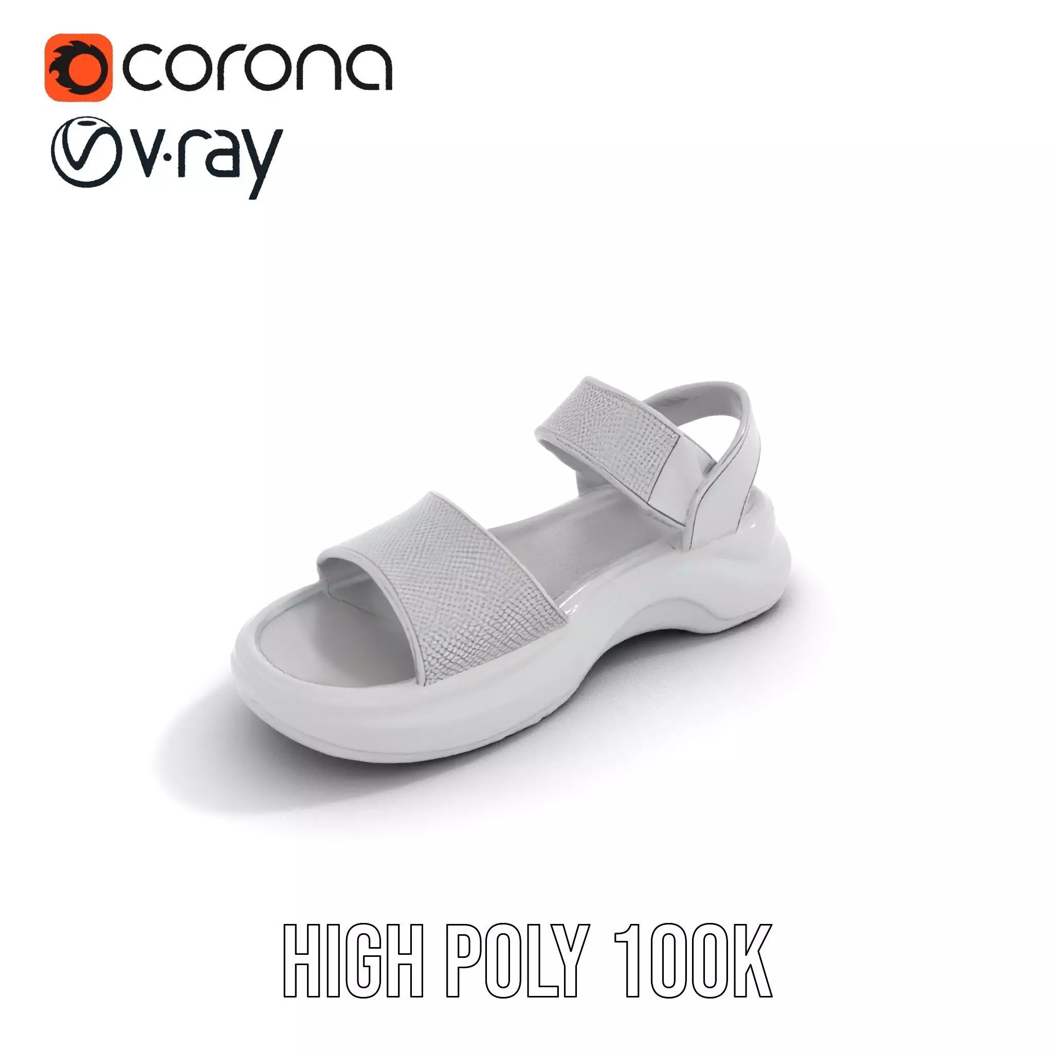 Silver Strappy Sandal model pack Low-poly 3D model_25
