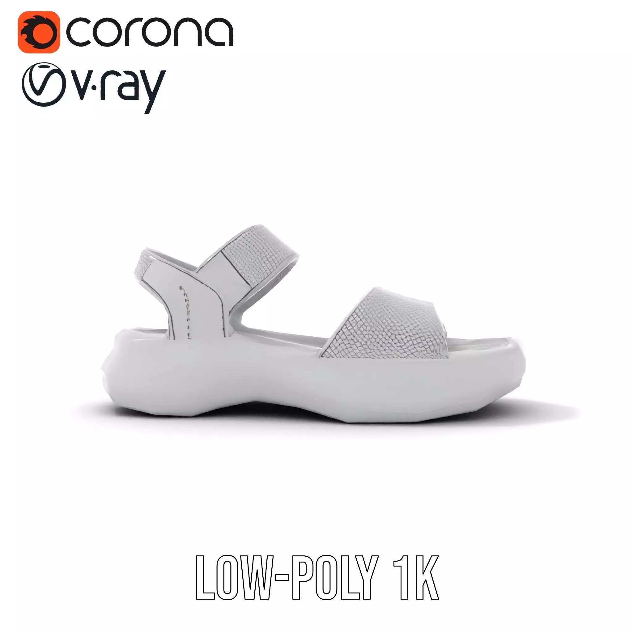 Silver Strappy Sandal model pack Low-poly 3D model_21