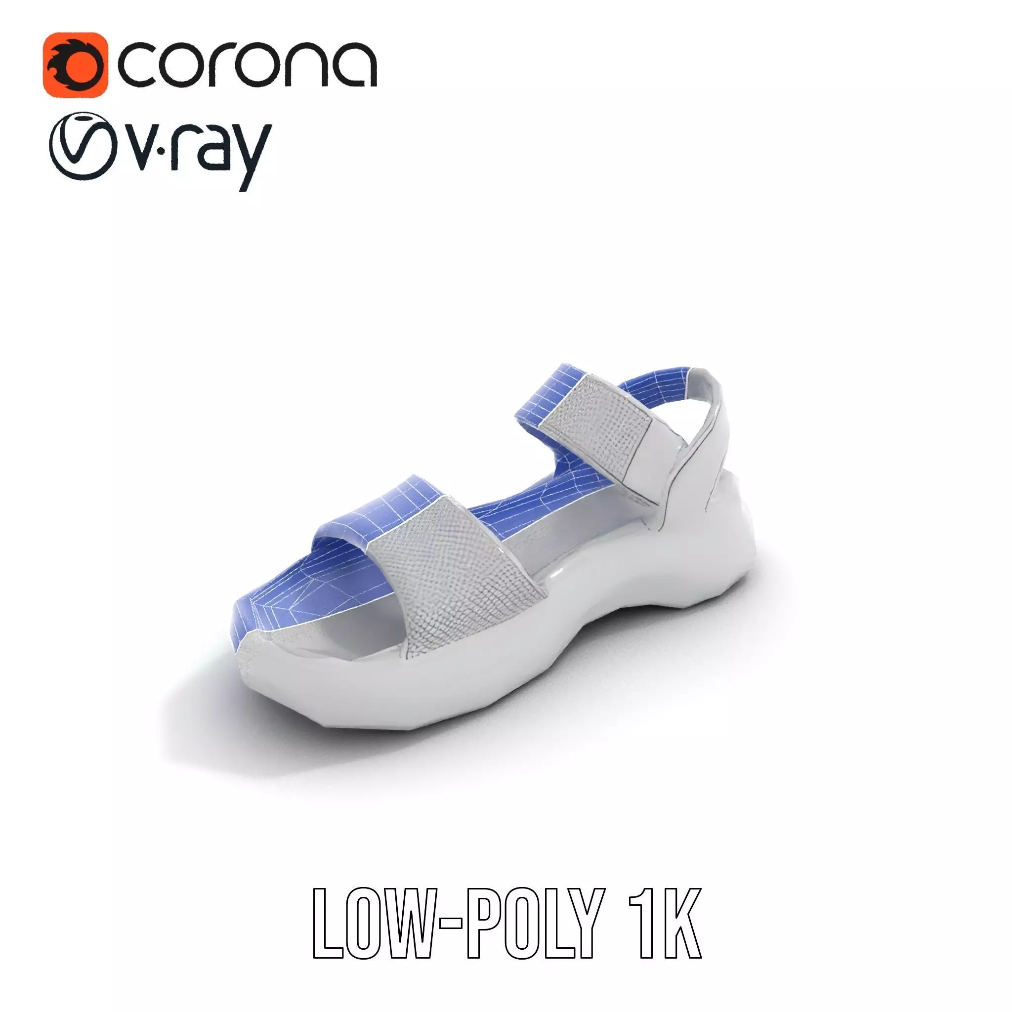 Silver Strappy Sandal model pack Low-poly 3D model_14