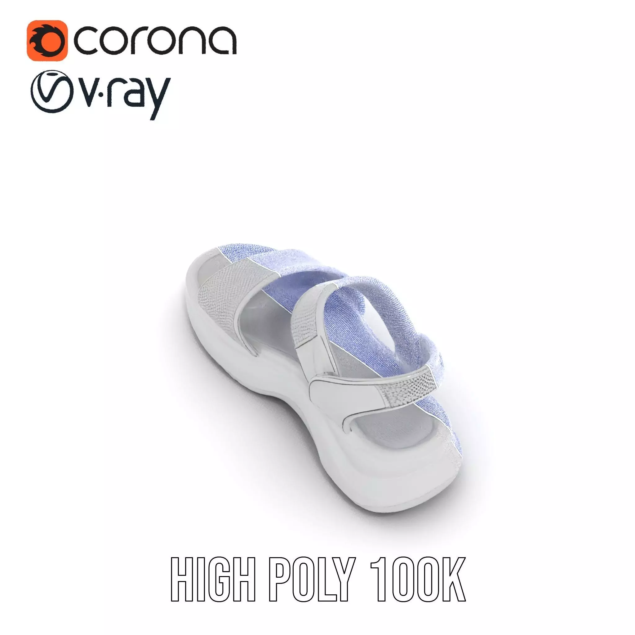 Silver Strappy Sandal model pack Low-poly 3D model_28