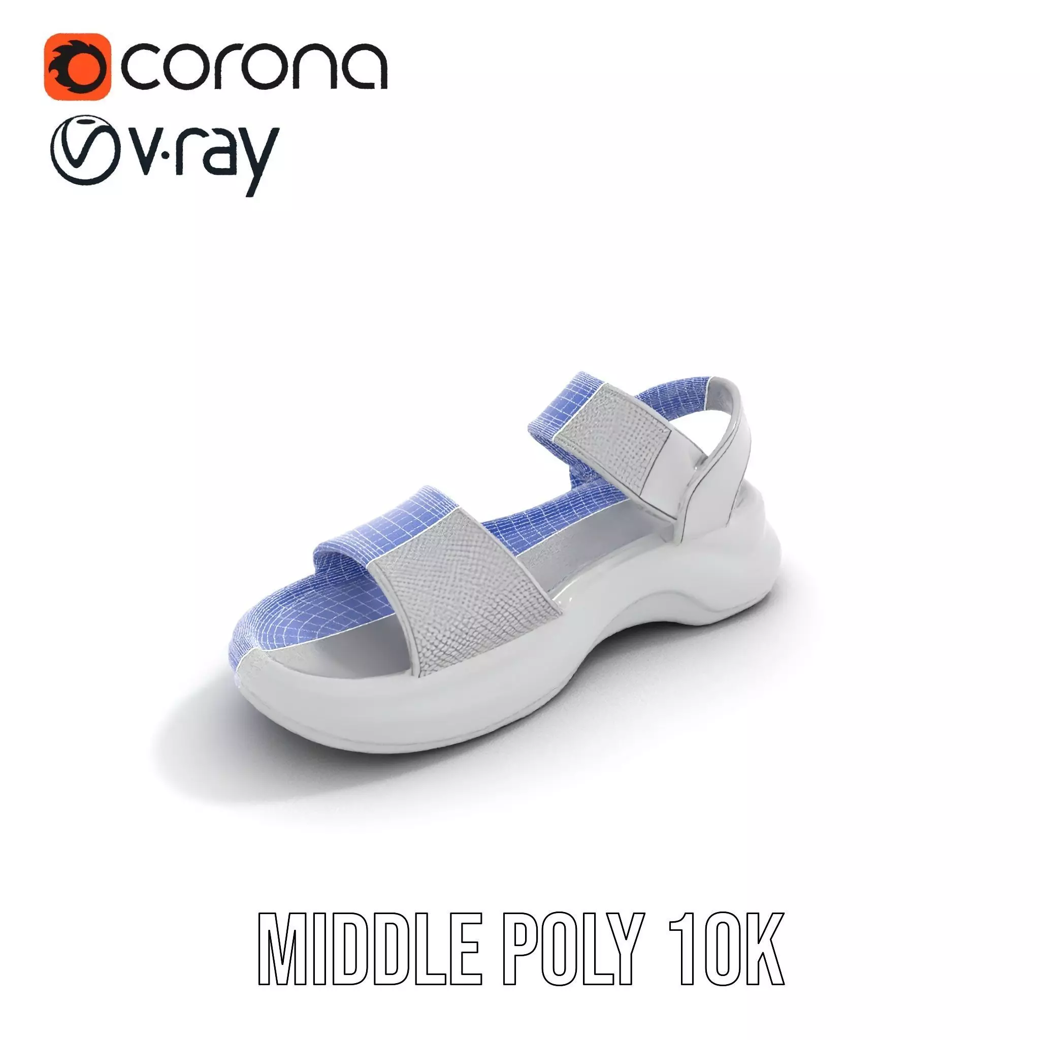Silver Strappy Sandal model pack Low-poly 3D model_23
