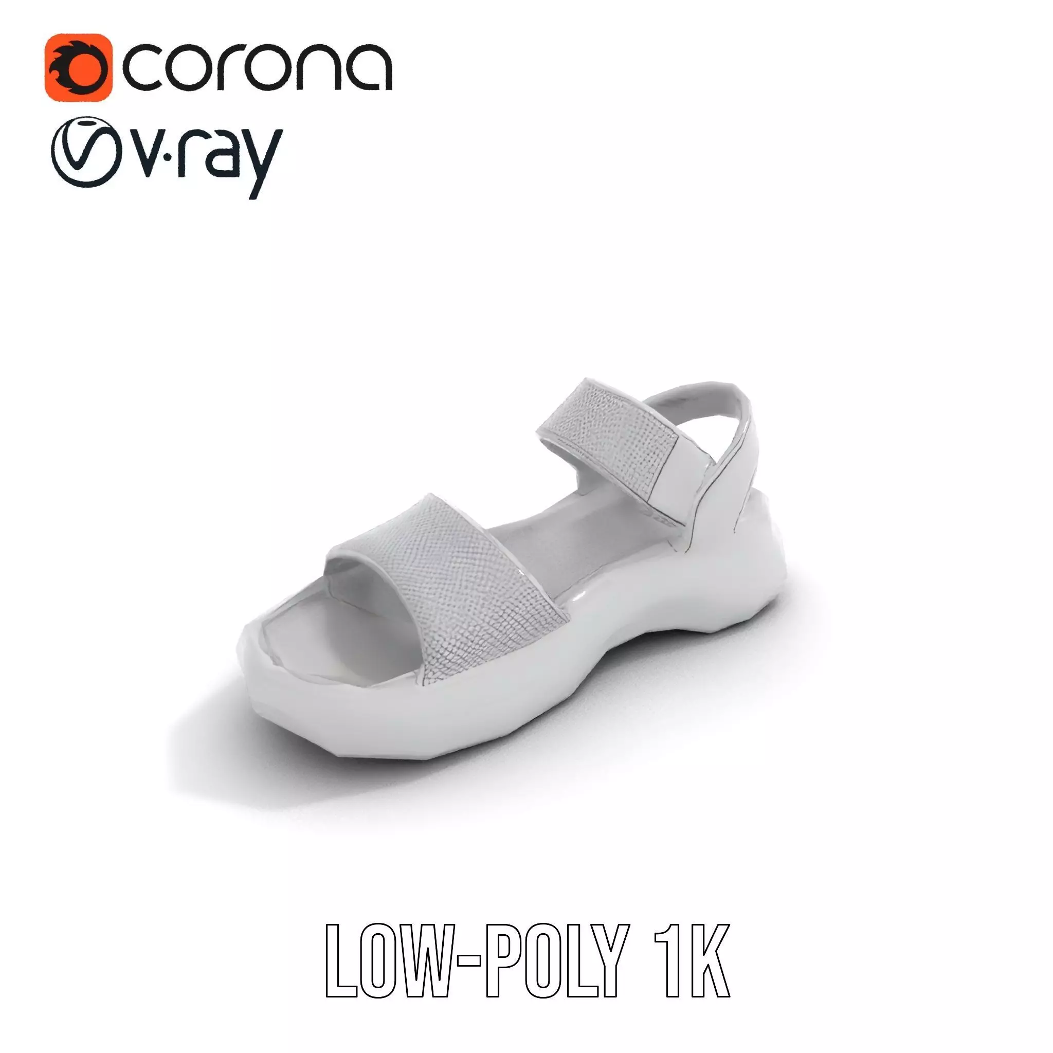 Silver Strappy Sandal model pack Low-poly 3D model_7