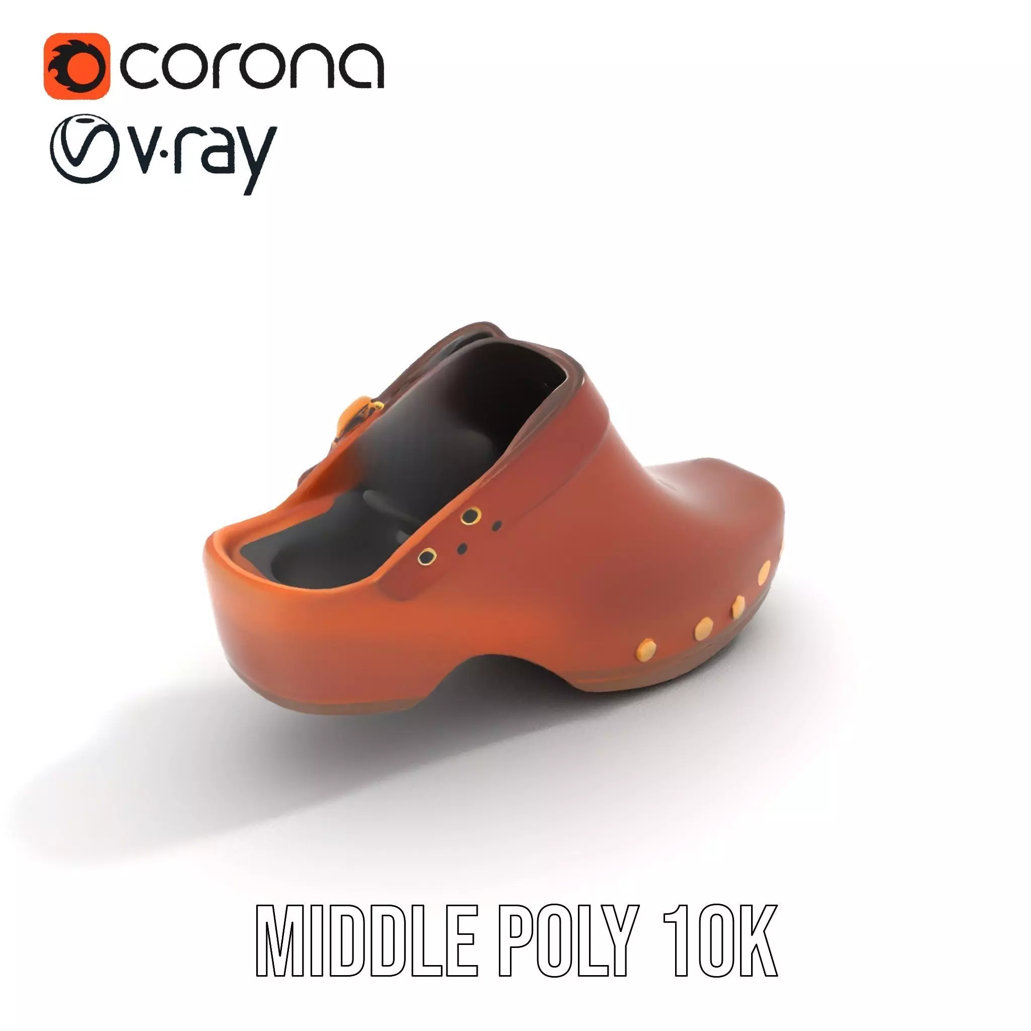 Classic Brown Clog model pack Low-poly 3D model_6