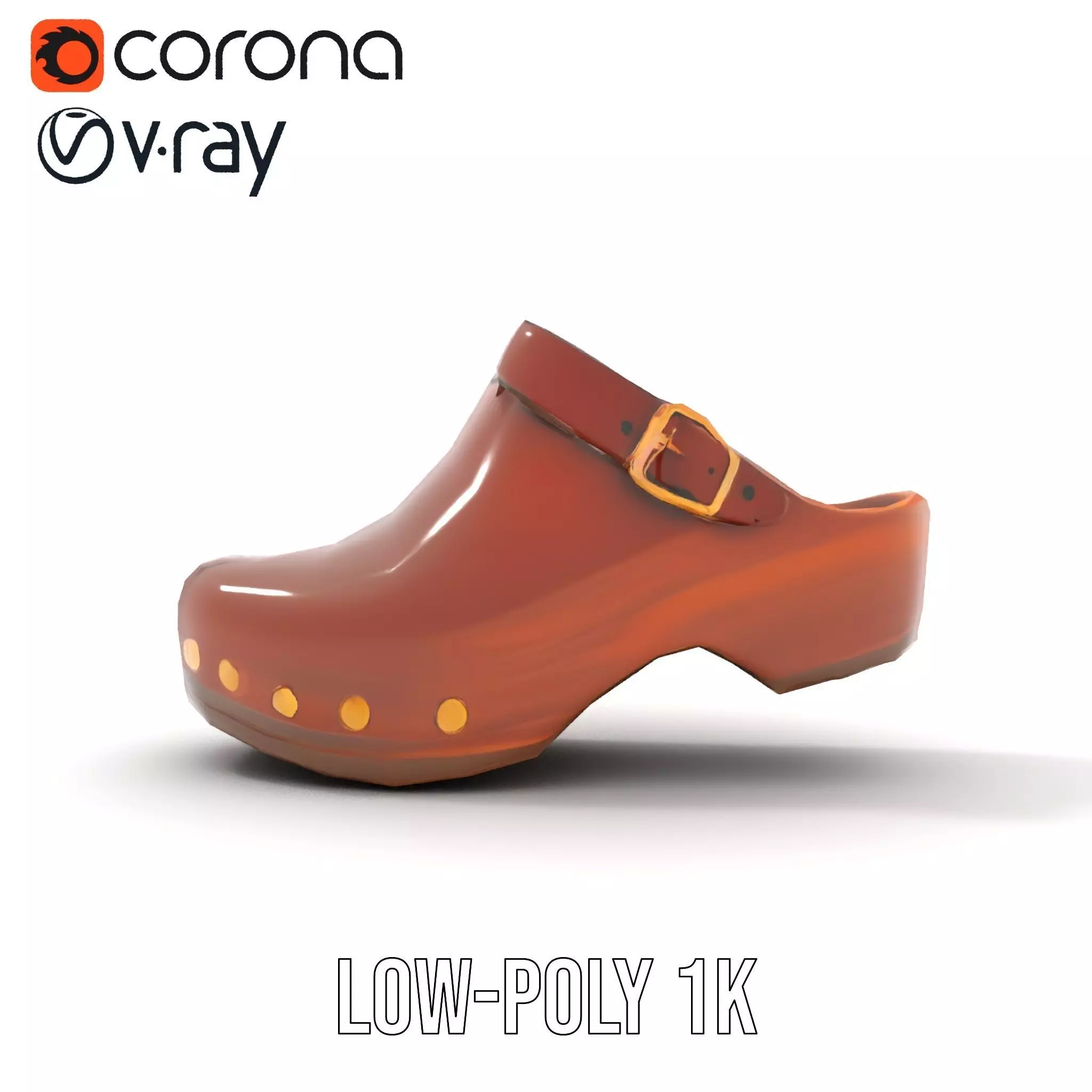 Classic Brown Clog model pack Low-poly 3D model_16