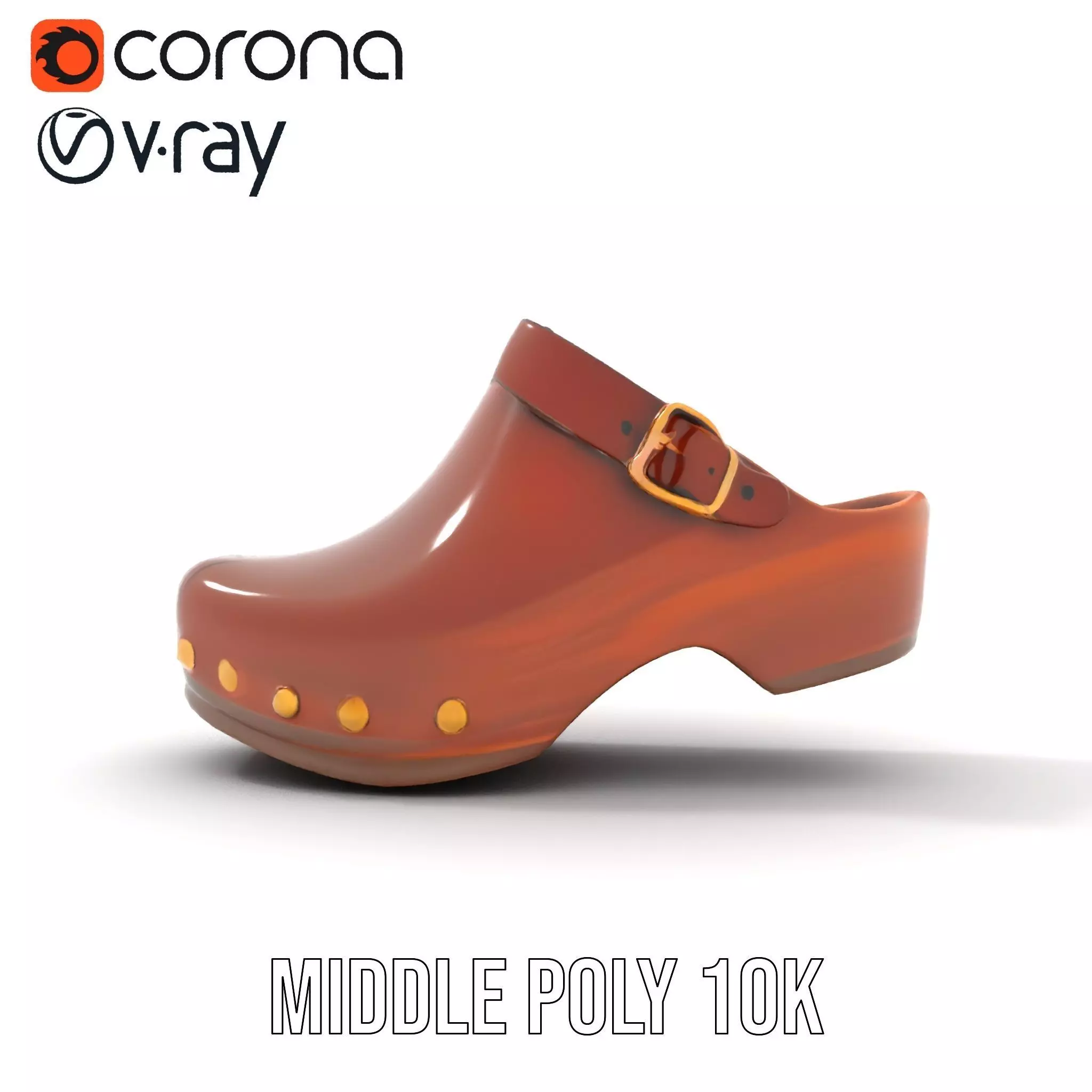 Classic Brown Clog model pack Low-poly 3D model_15