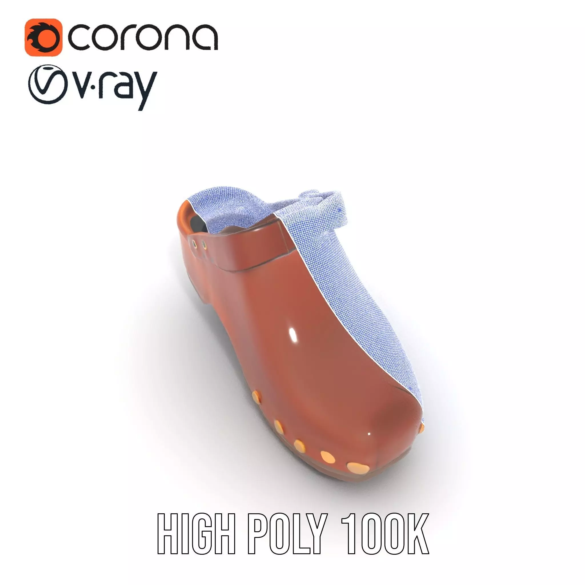 Classic Brown Clog model pack Low-poly 3D model_34