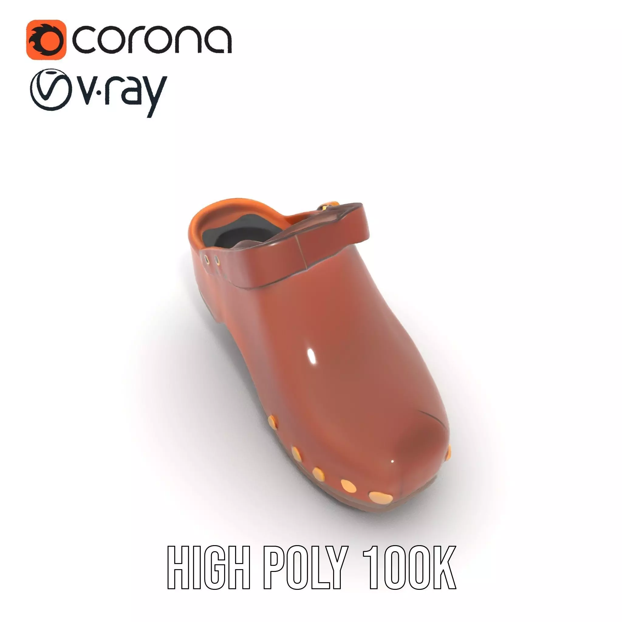 Classic Brown Clog model pack Low-poly 3D model_28