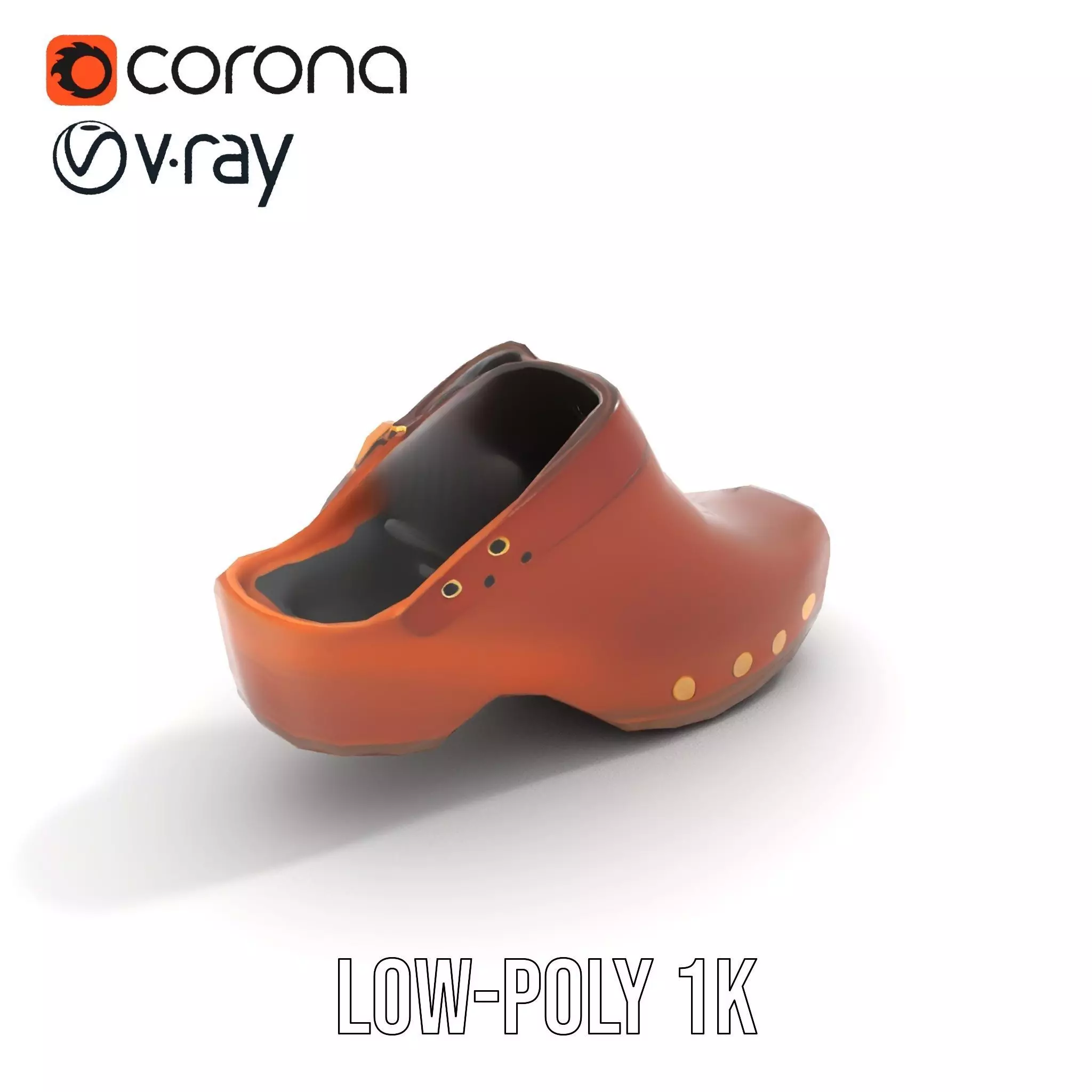 Classic Brown Clog model pack Low-poly 3D model_14
