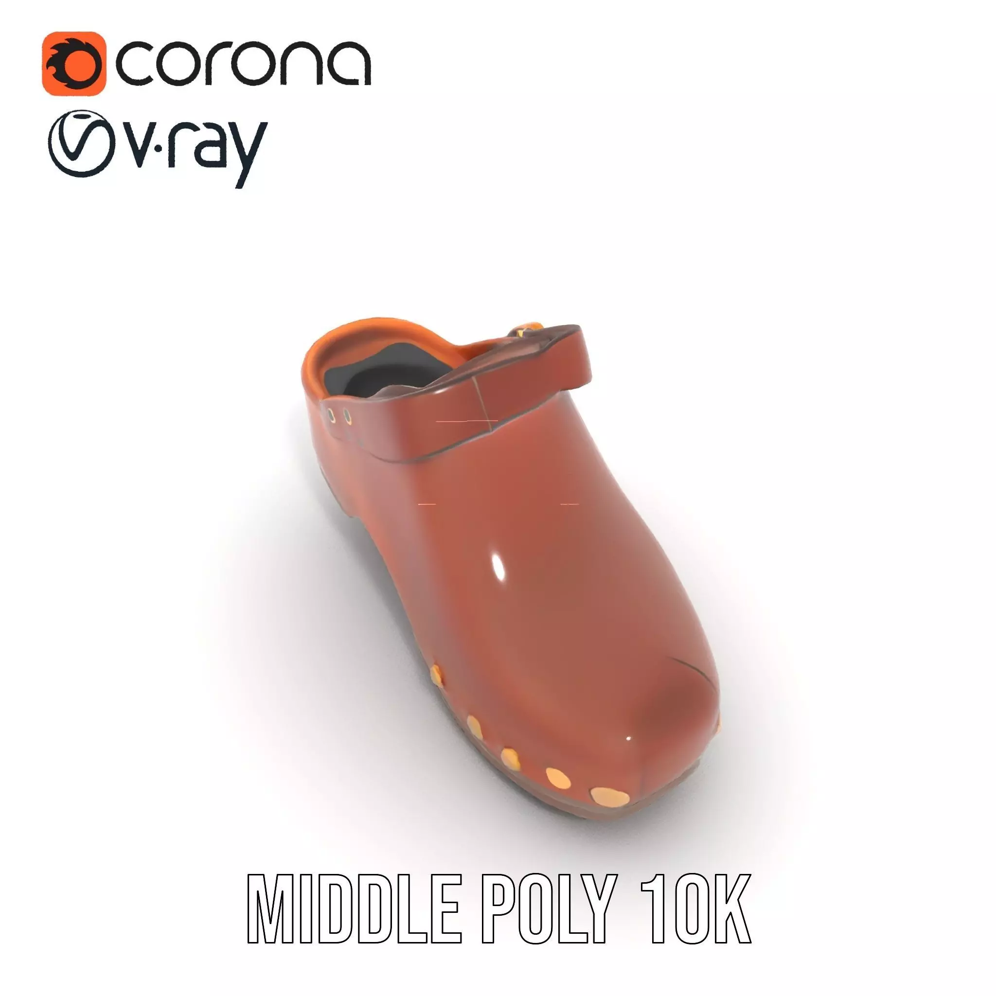 Classic Brown Clog model pack Low-poly 3D model_26