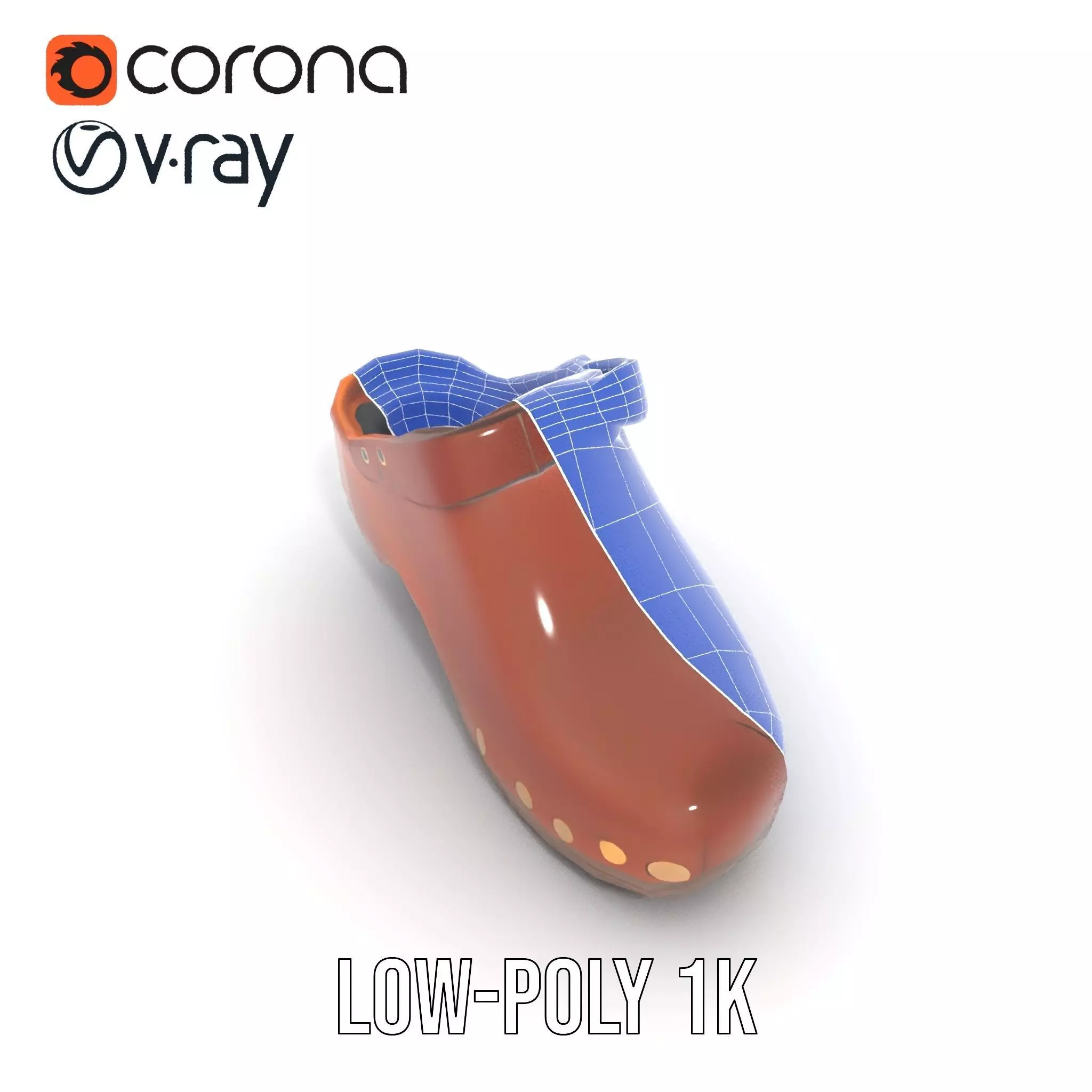 Classic Brown Clog model pack Low-poly 3D model_24