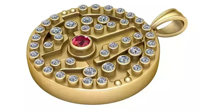 Labyrinth Circle Pendant 