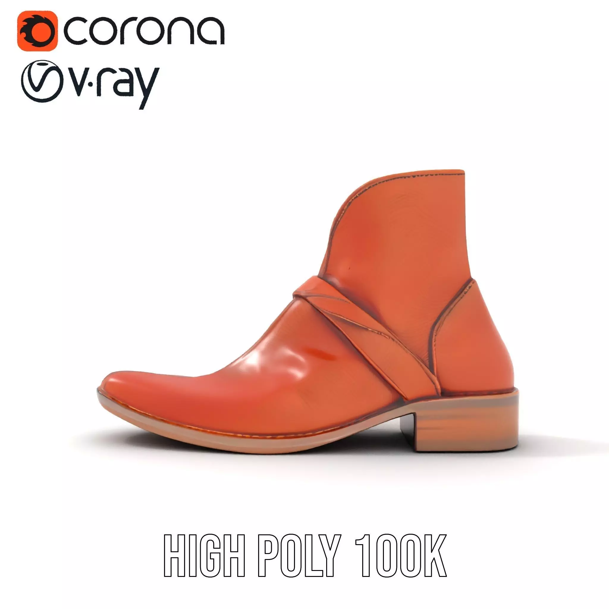 Classic Brown Leather Boot model pack Low-poly 3D model_32