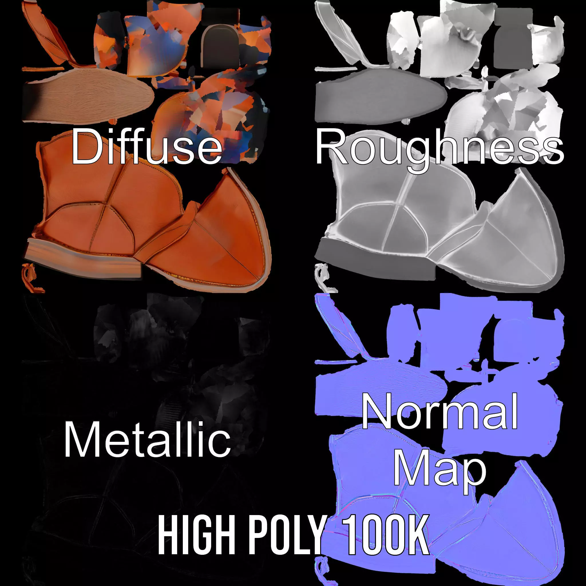 Classic Brown Leather Boot model pack Low-poly 3D model_3