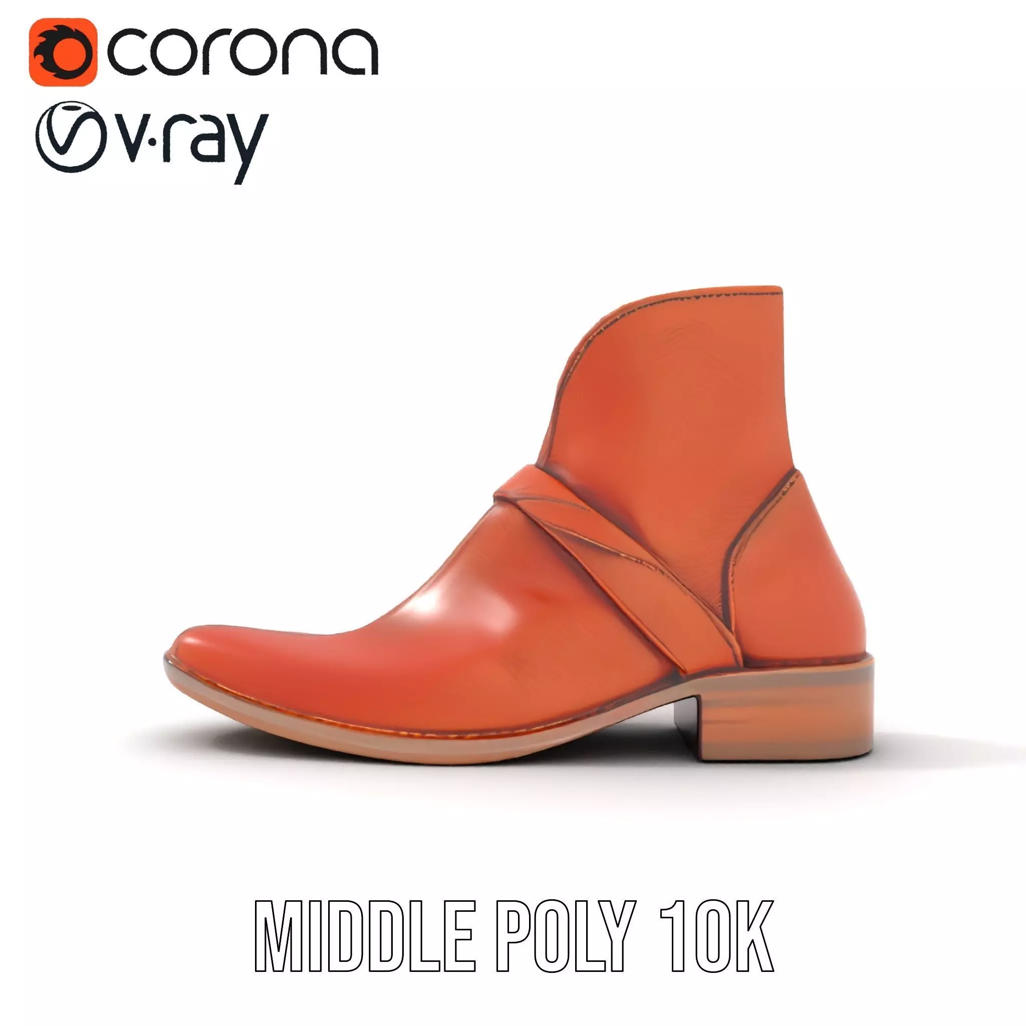 Classic Brown Leather Boot model pack Low-poly 3D model_21