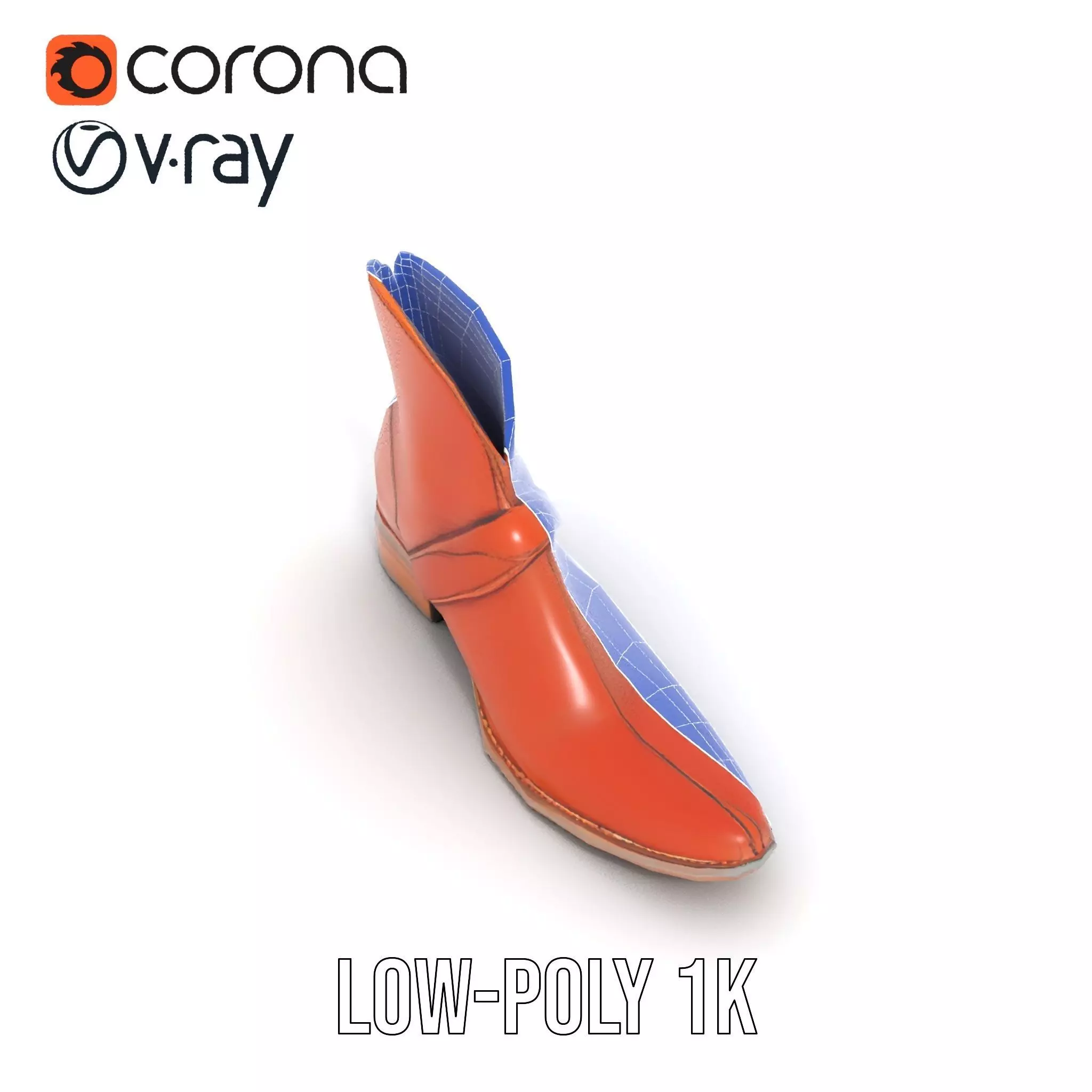 Classic Brown Leather Boot model pack Low-poly 3D model_19