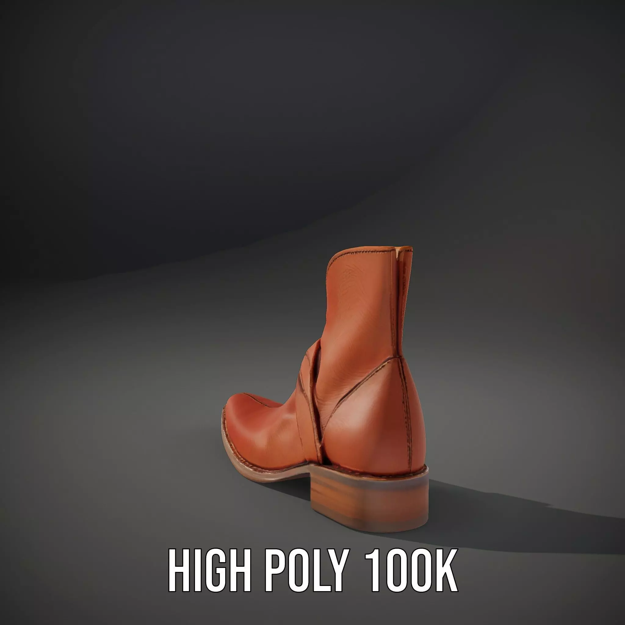 Classic Brown Leather Boot model pack Low-poly 3D model_8