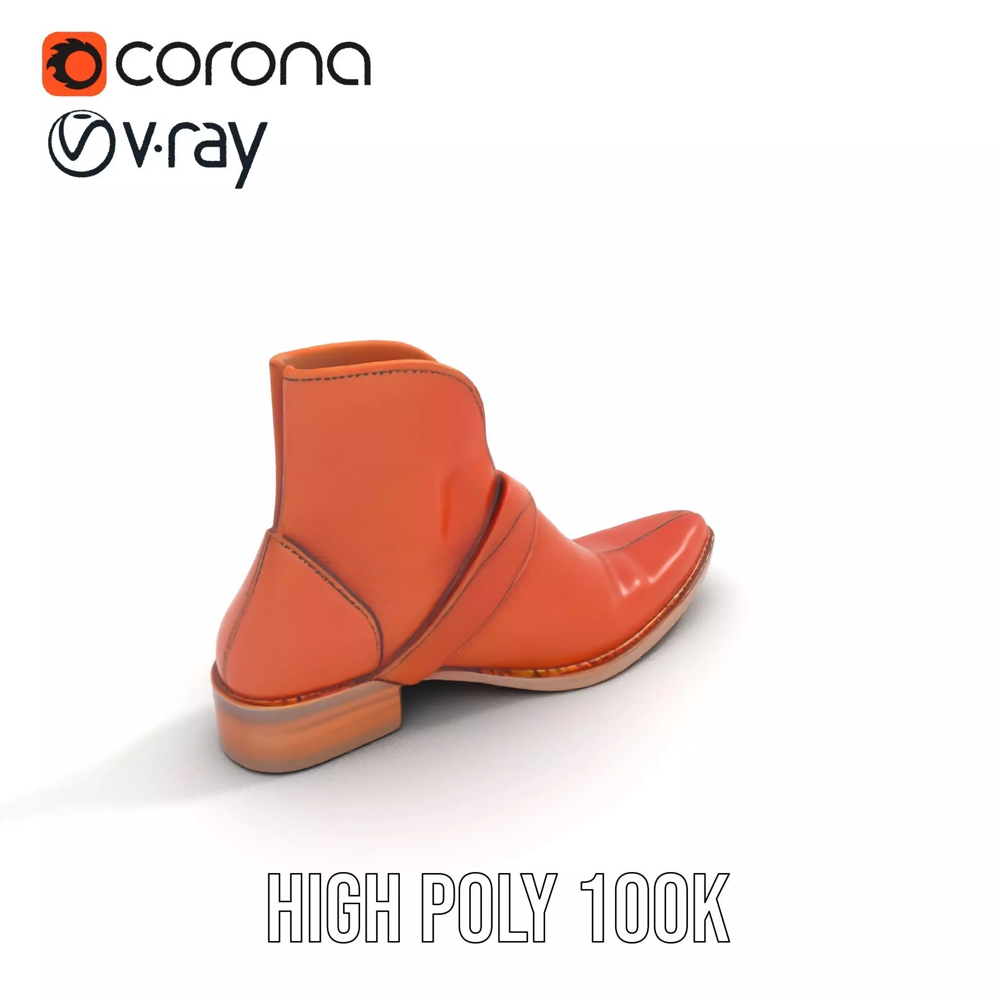 Classic Brown Leather Boot model pack Low-poly 3D model_20