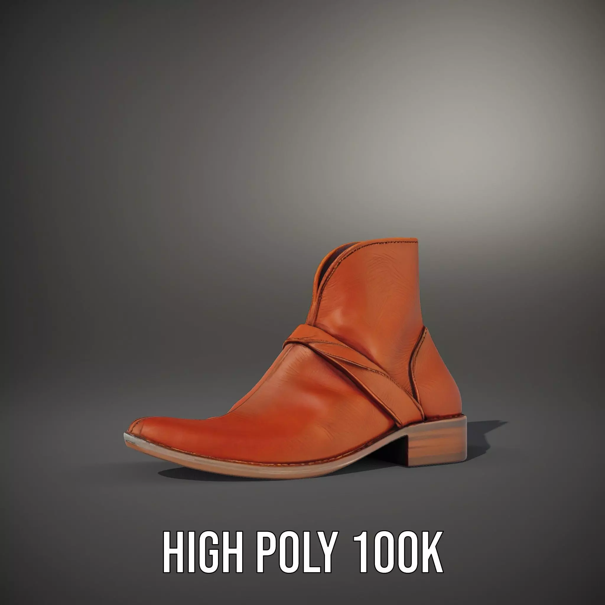 Classic Brown Leather Boot model pack Low-poly 3D model_10
