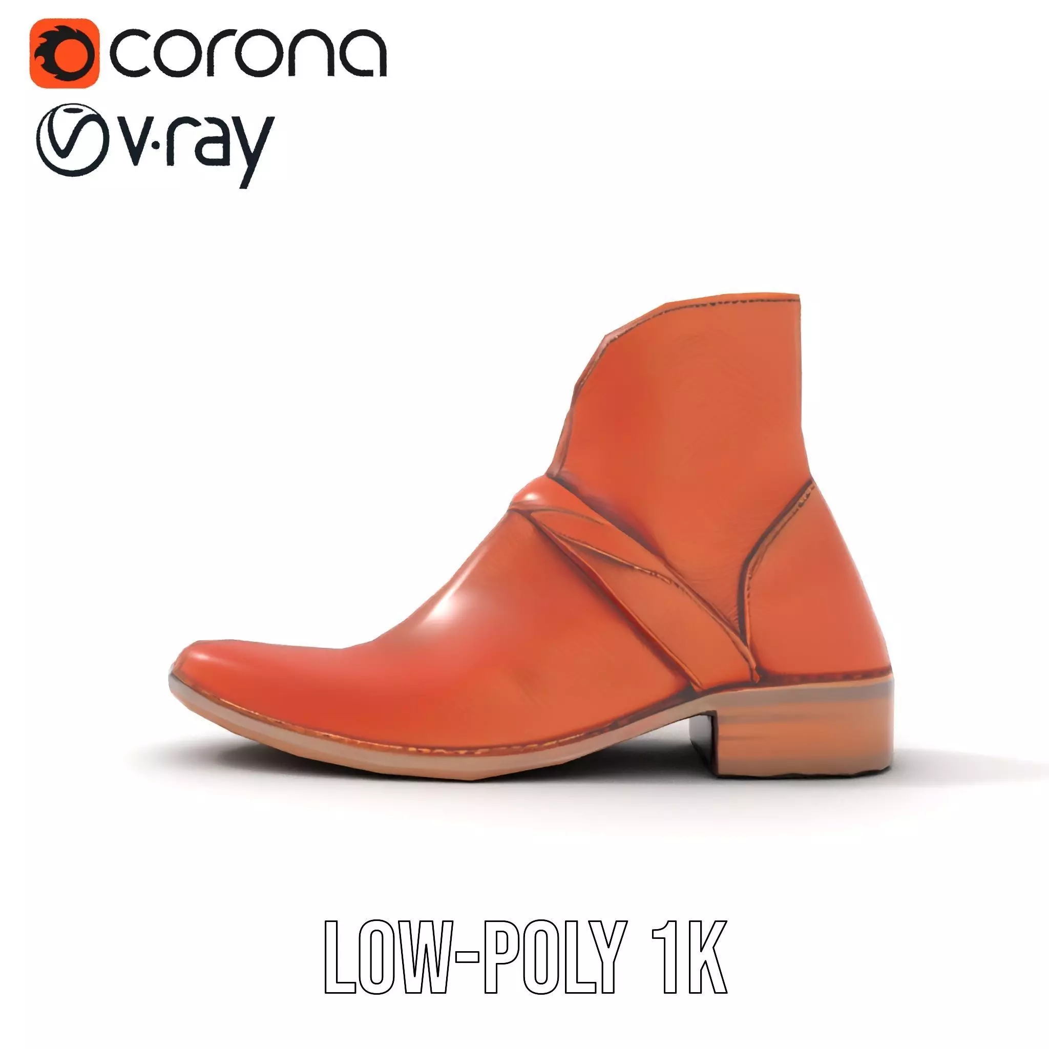 Classic Brown Leather Boot model pack Low-poly 3D model_16