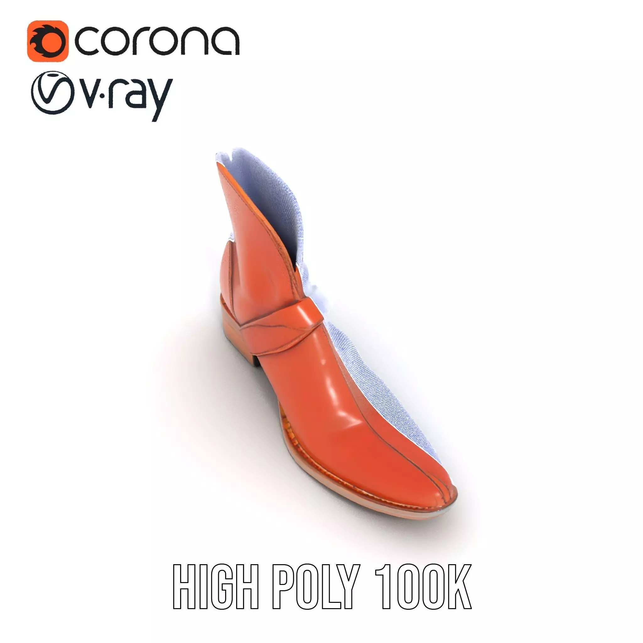 Classic Brown Leather Boot model pack Low-poly 3D model_23