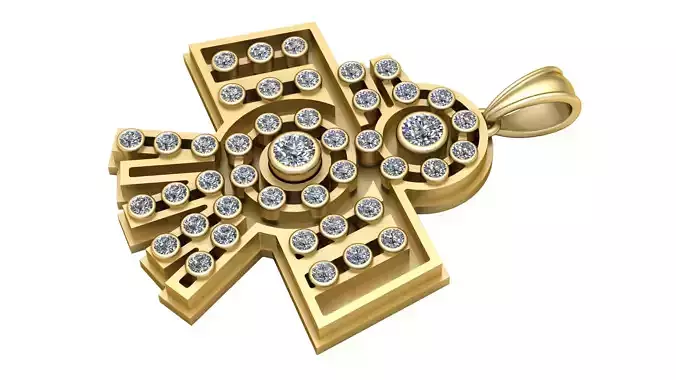 Diamond Geometric Cross Pendant 