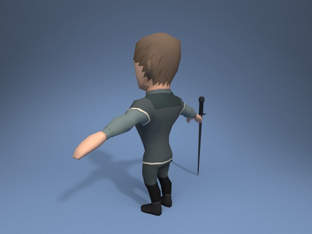 Medieval character volunteer soldier 5 Low-poly 3D model_3