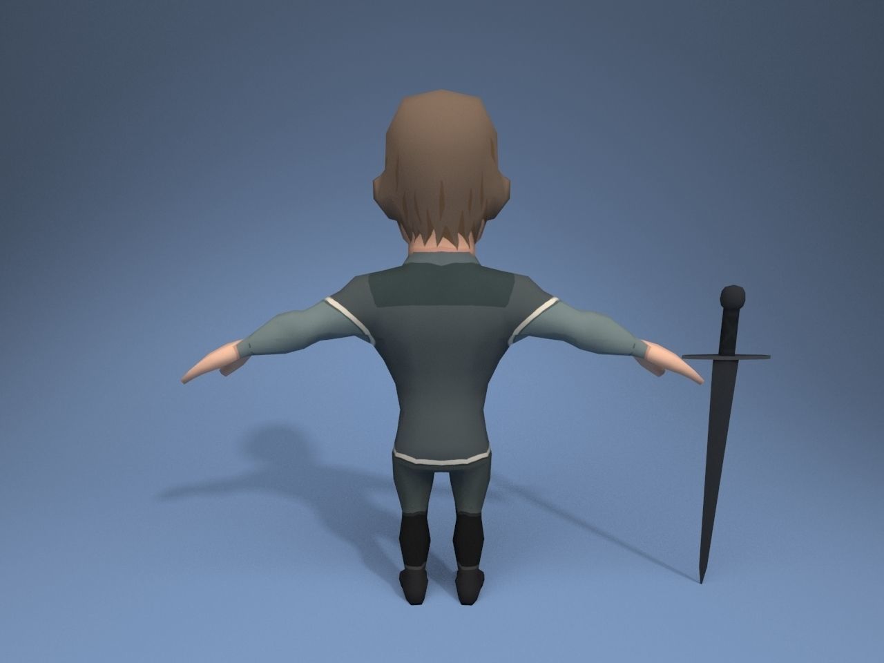 Medieval character volunteer soldier 5 Low-poly 3D model_5
